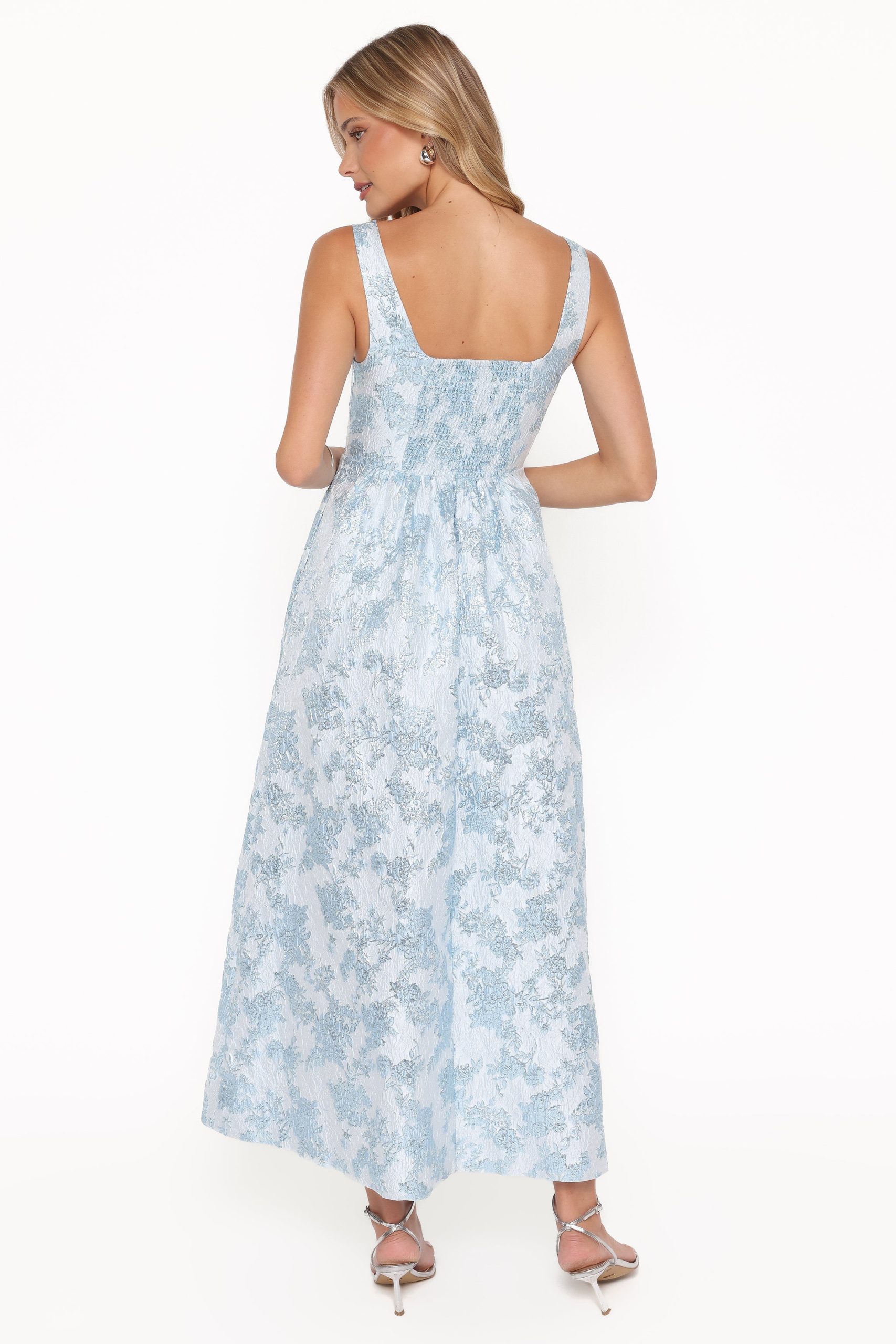 Marcelline Maxi Dress - Blue Brocade - Image 5