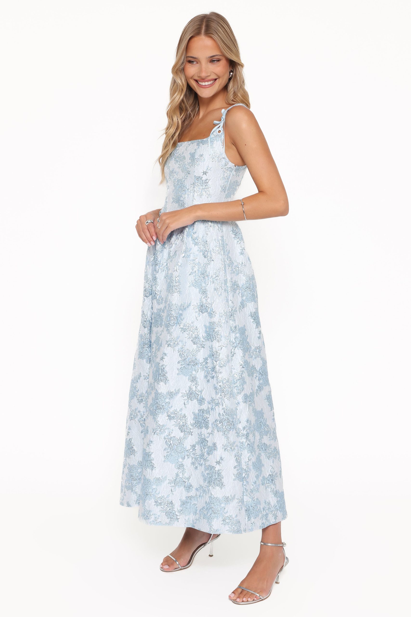 Marcelline Maxi Dress - Blue Brocade - Image 4