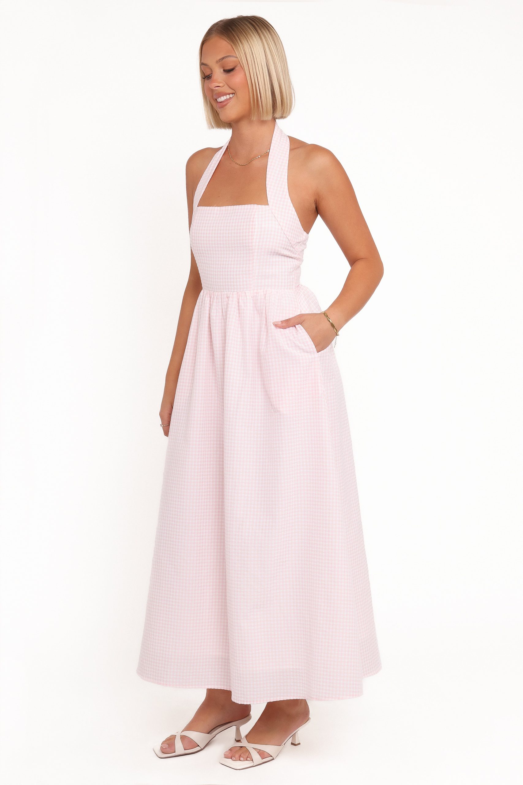 Margerie Halter Dress - Pink Gingham - Image 5
