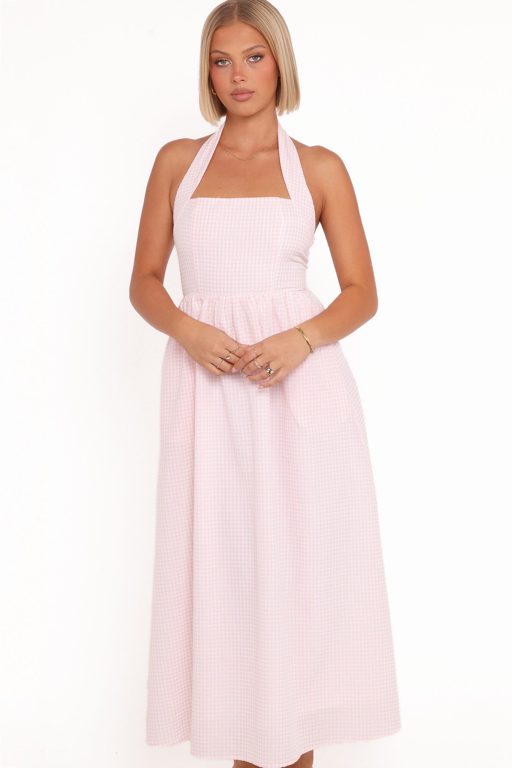 Margerie Halter Dress - Pink Gingham - Image 6