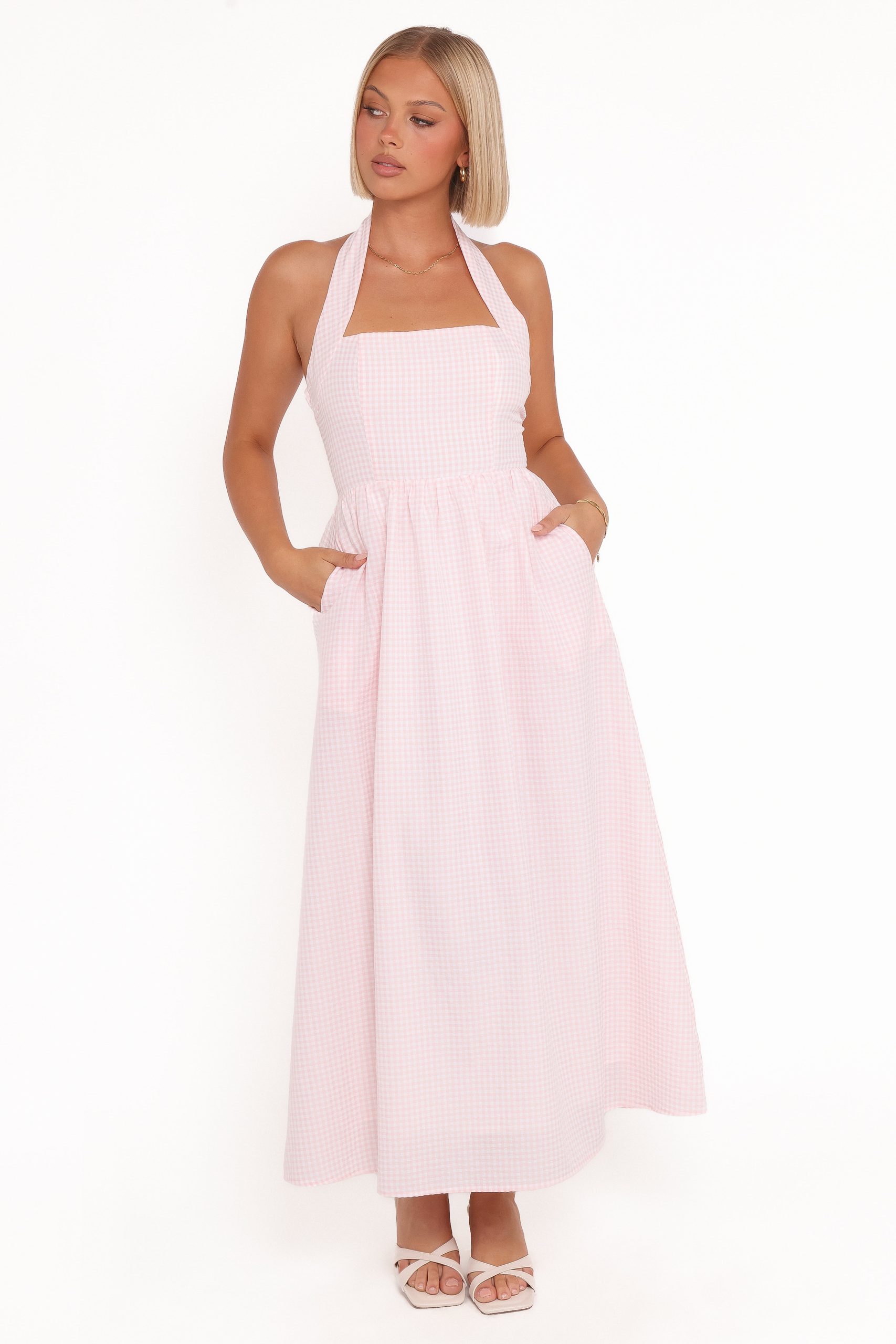 Margerie Halter Dress - Pink Gingham - Image 2