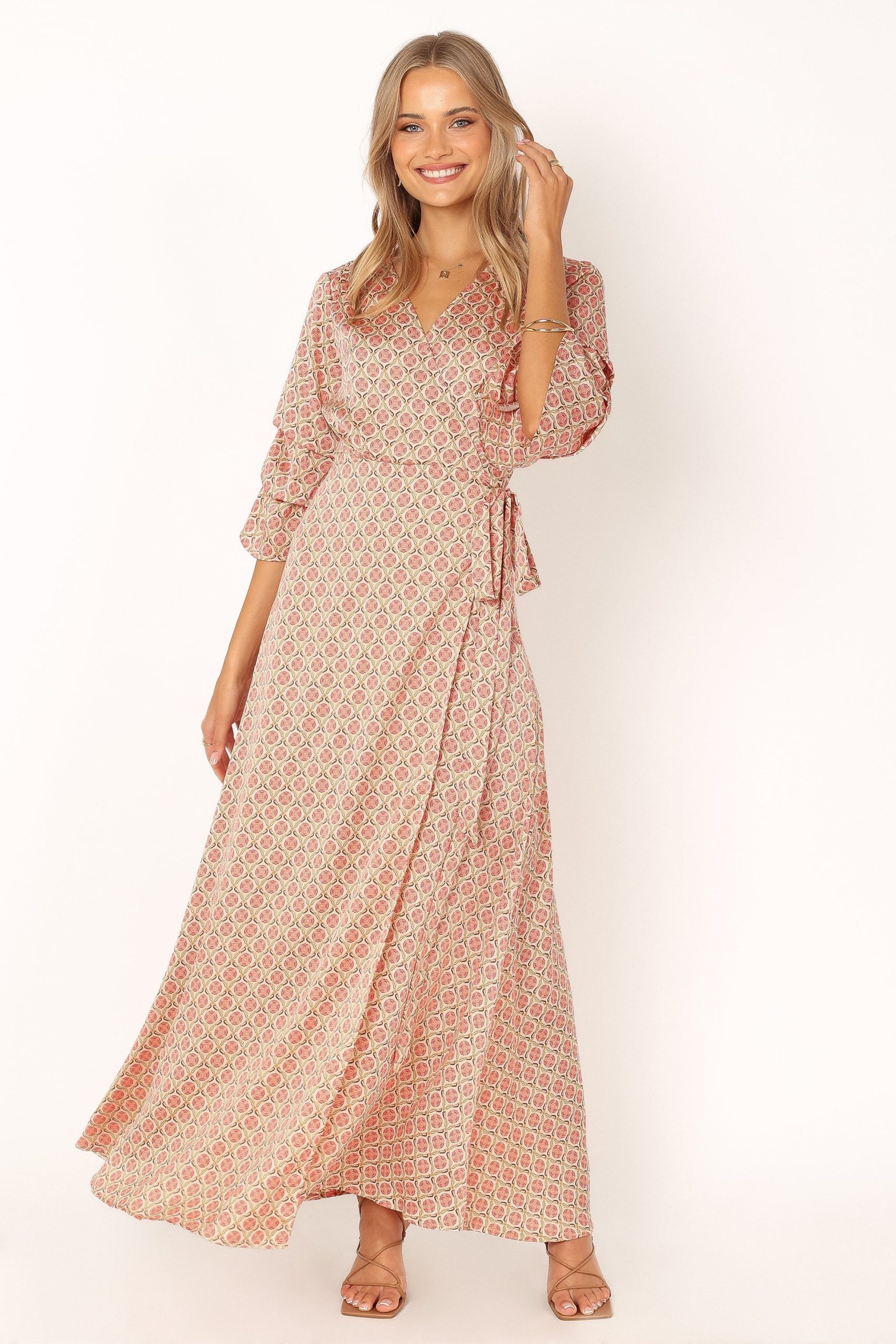 Margot Wrap Maxi Dress - Orange Print - Image 4