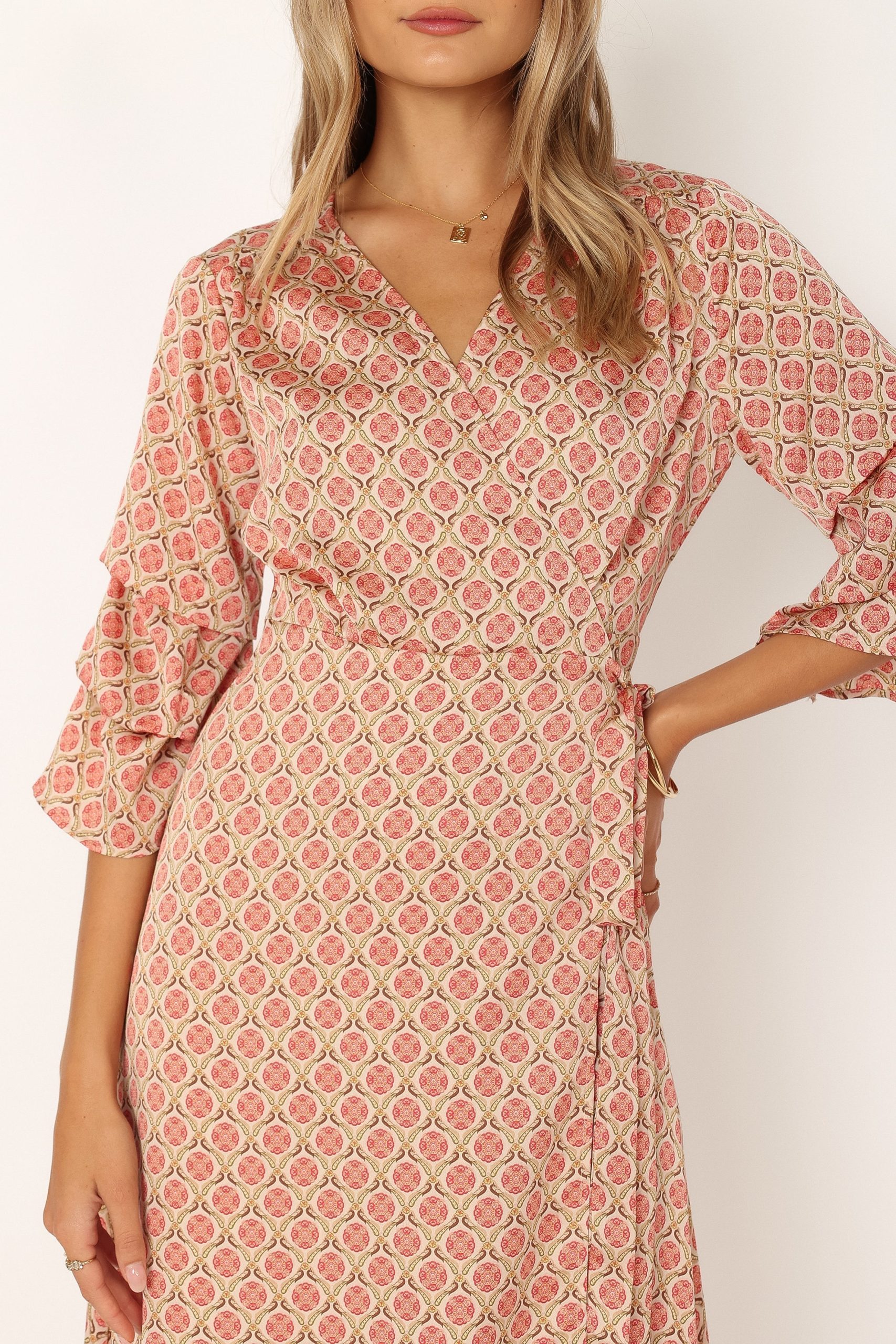 Margot Wrap Maxi Dress - Orange Print - Image 5