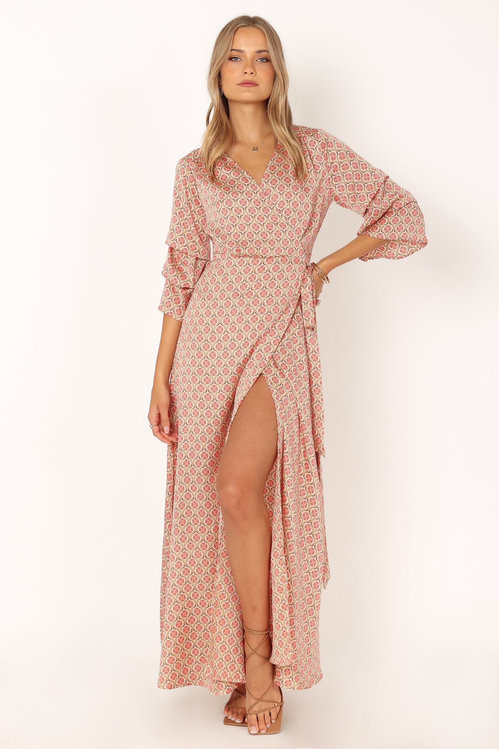 Margot Wrap Maxi Dress - Orange Print - Image 7