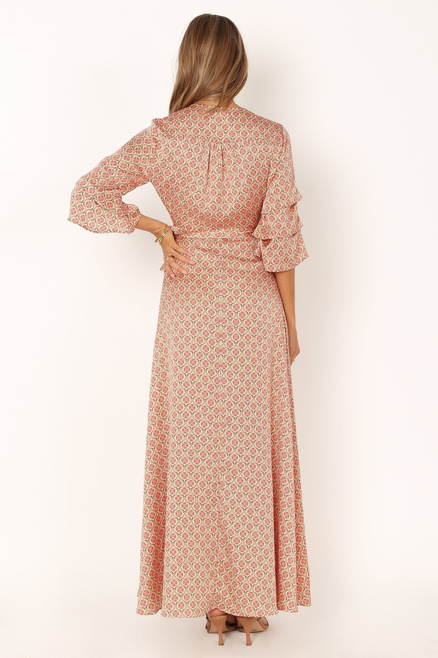Margot Wrap Maxi Dress - Orange Print - Image 9