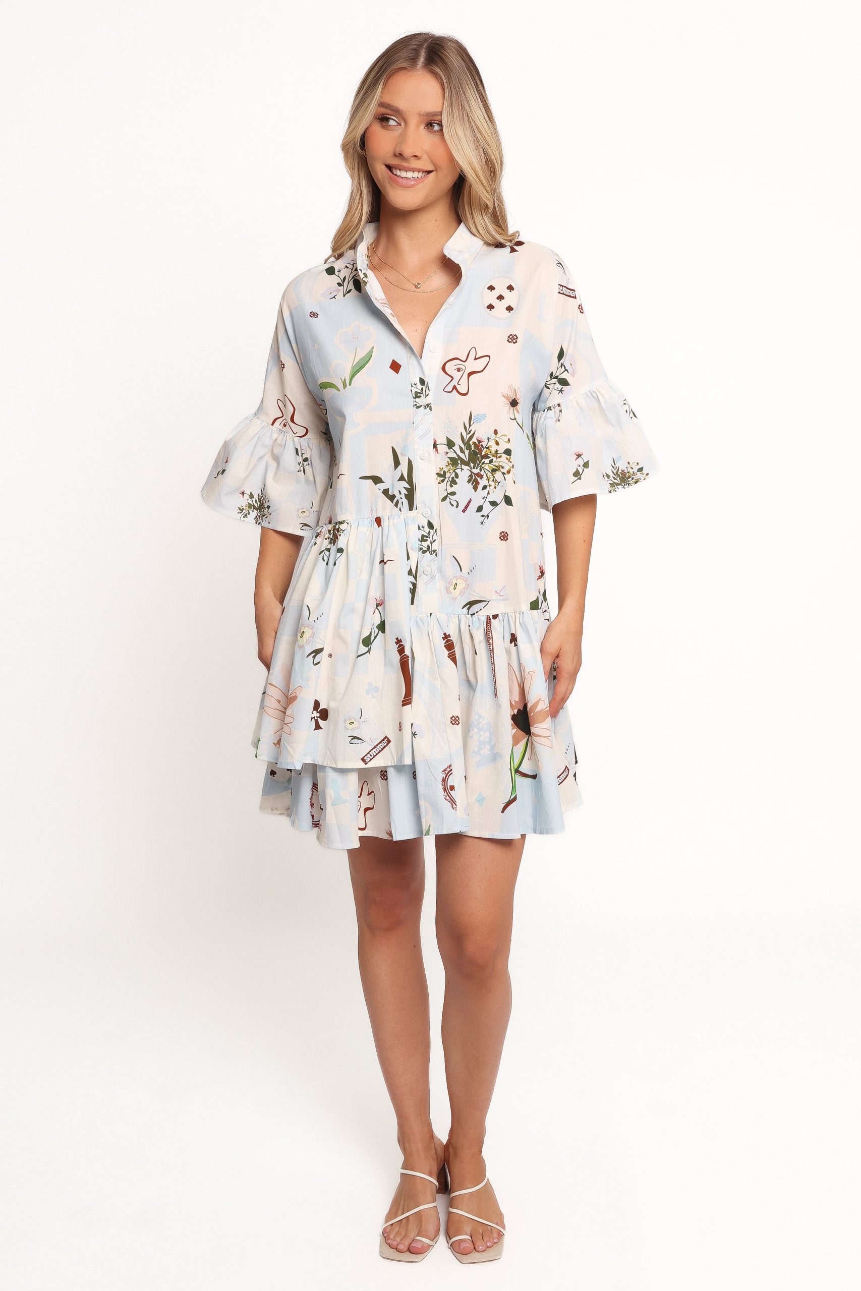 Marguerite Mini Dress - Blue Floral - Image 3