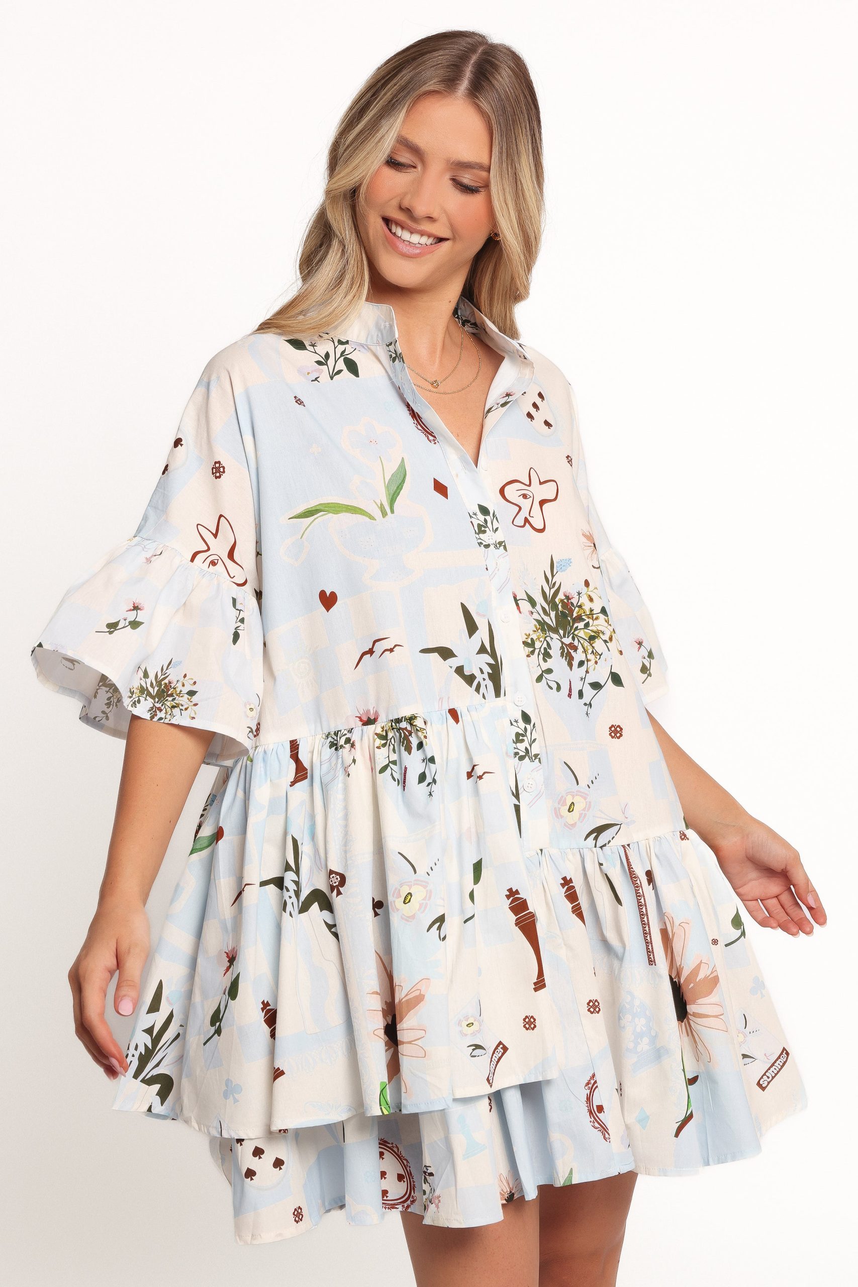 Marguerite Mini Dress - Blue Floral - Image 2