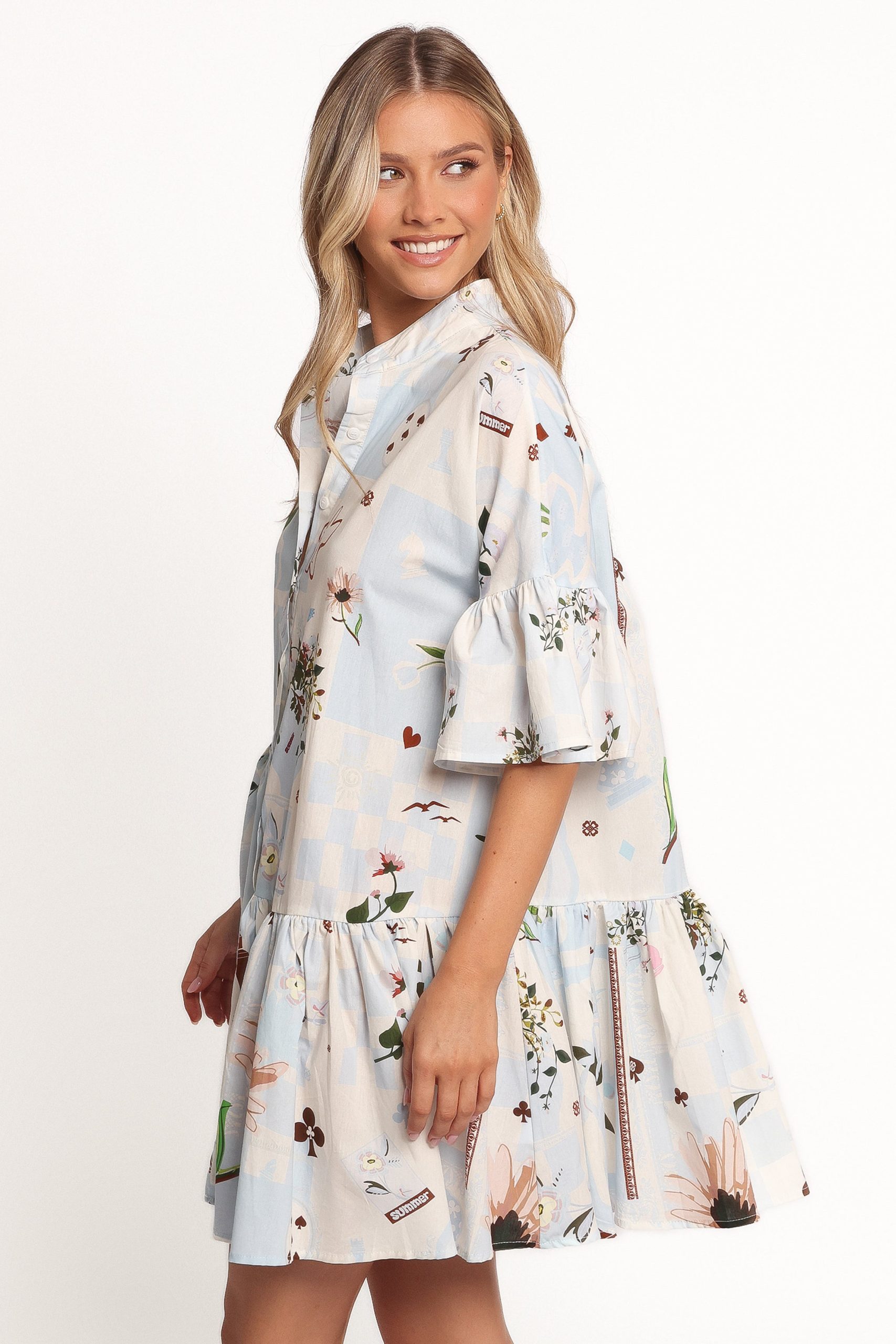 Marguerite Mini Dress - Blue Floral - Image 4