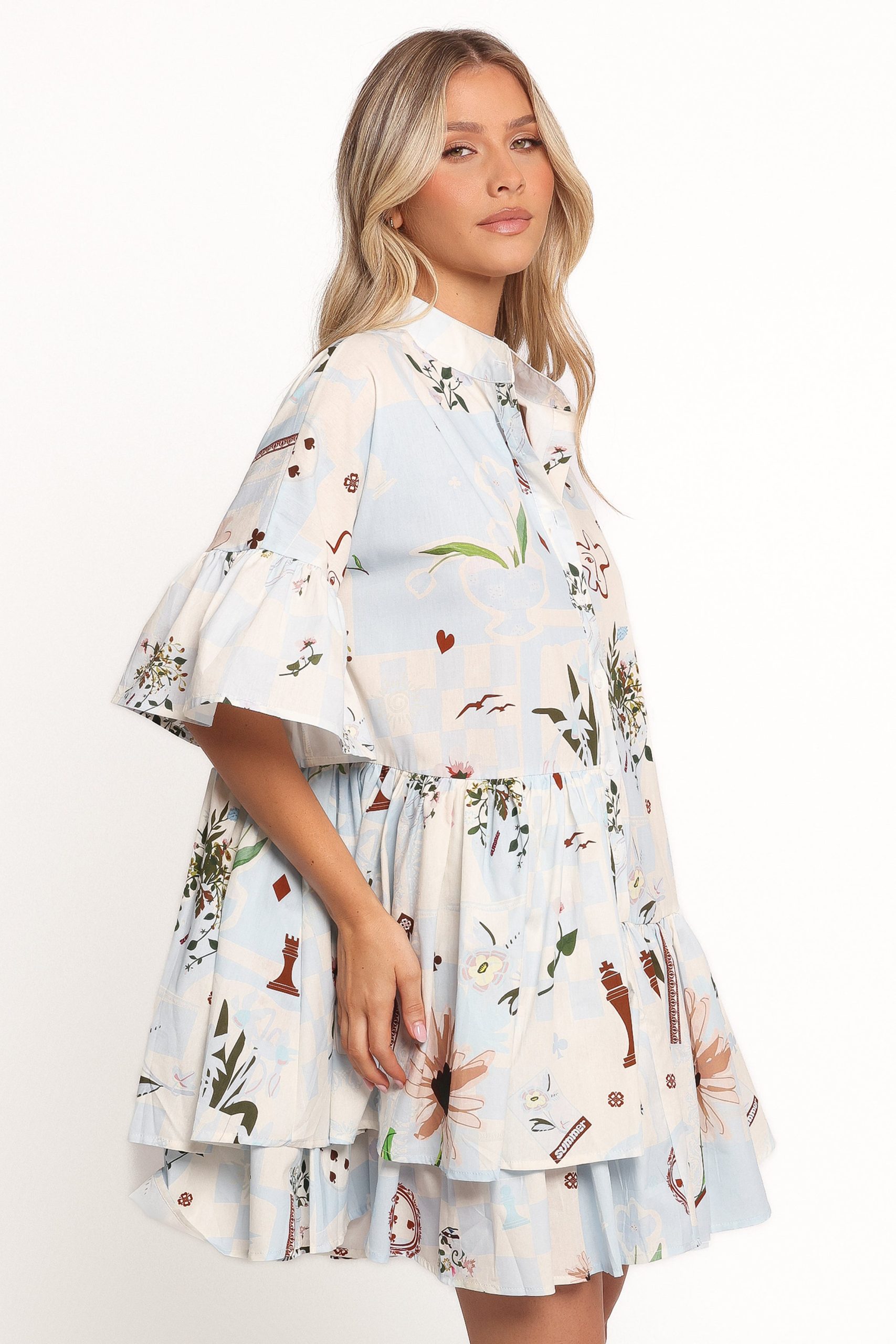 Marguerite Mini Dress - Blue Floral - Image 6