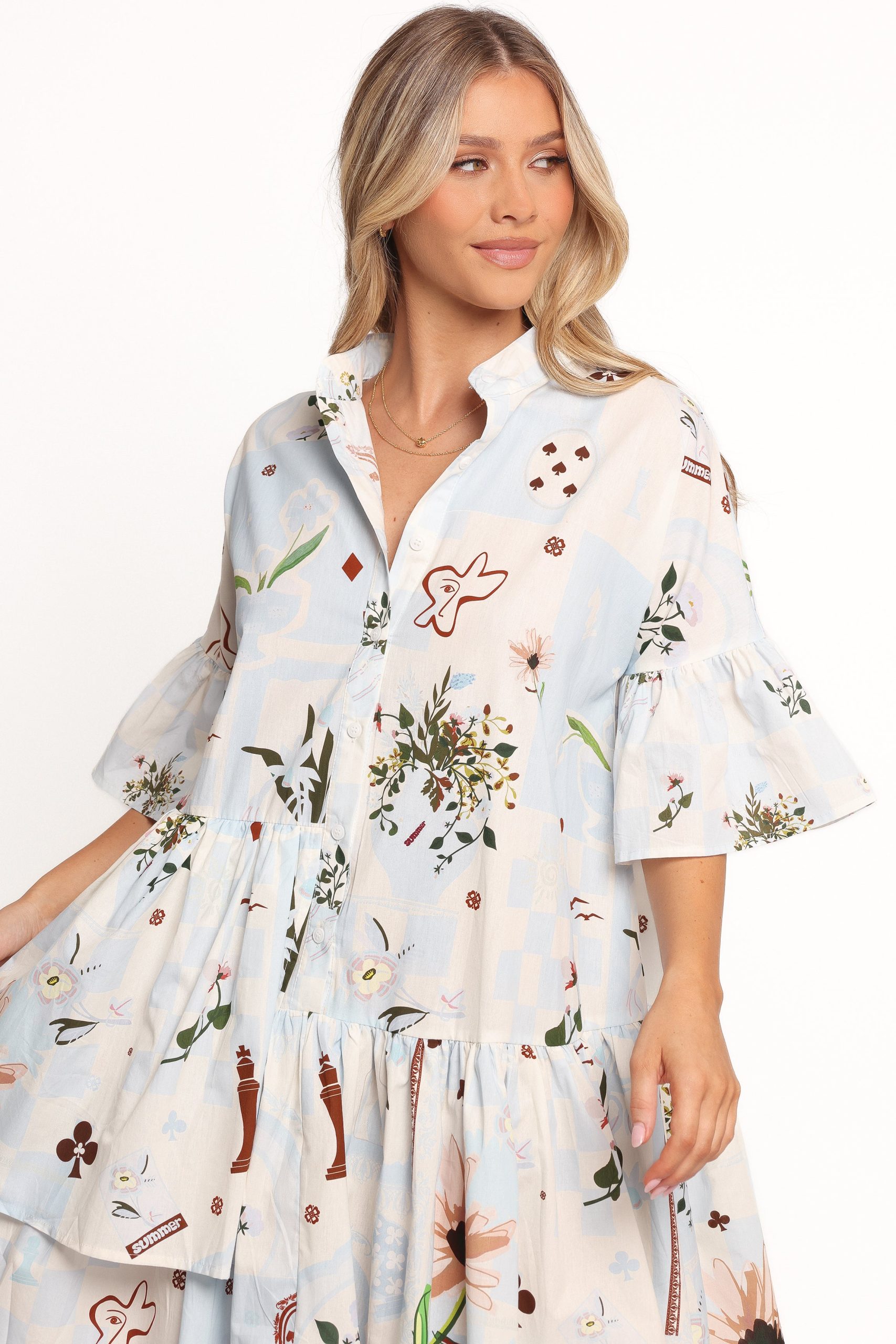 Marguerite Mini Dress - Blue Floral - Image 7
