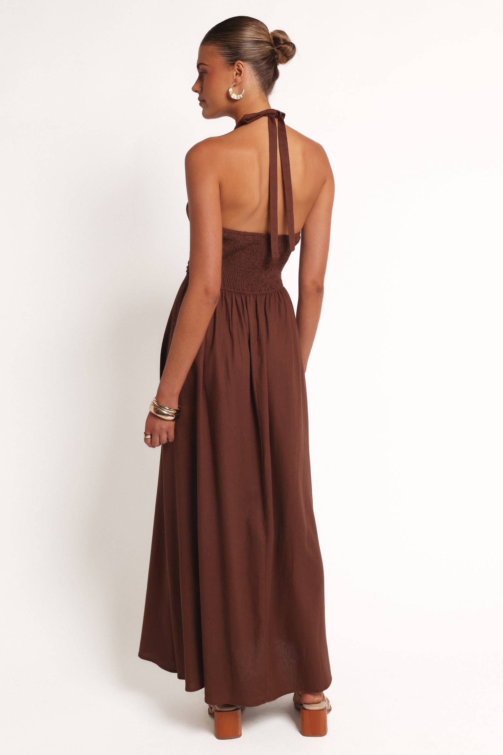 Marie Halterneck Maxi Dress - Chocolate - Image 4