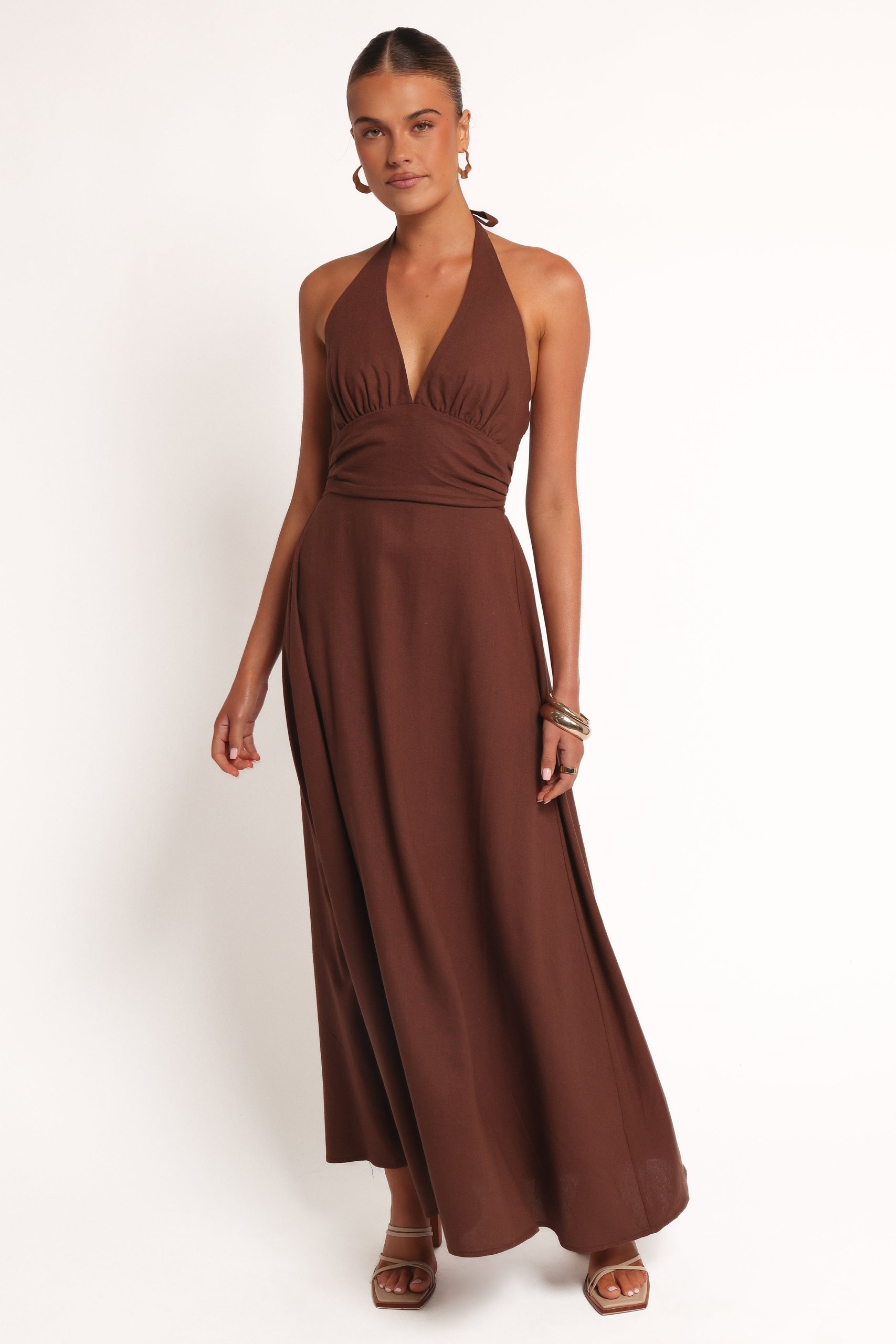 Marie Halterneck Maxi Dress - Chocolate - Image 2