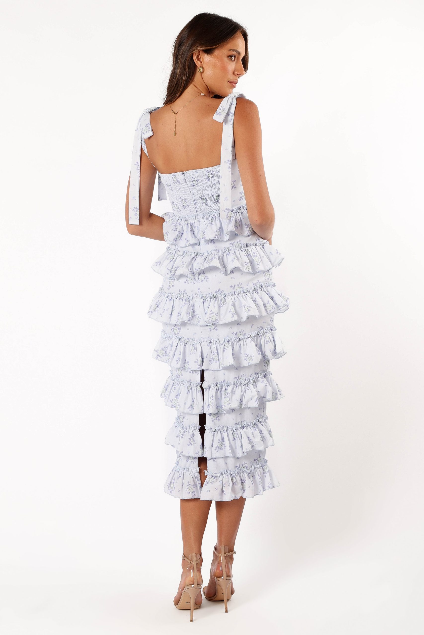Marina Frilled Midi Dress - Blue Floral - Image 5
