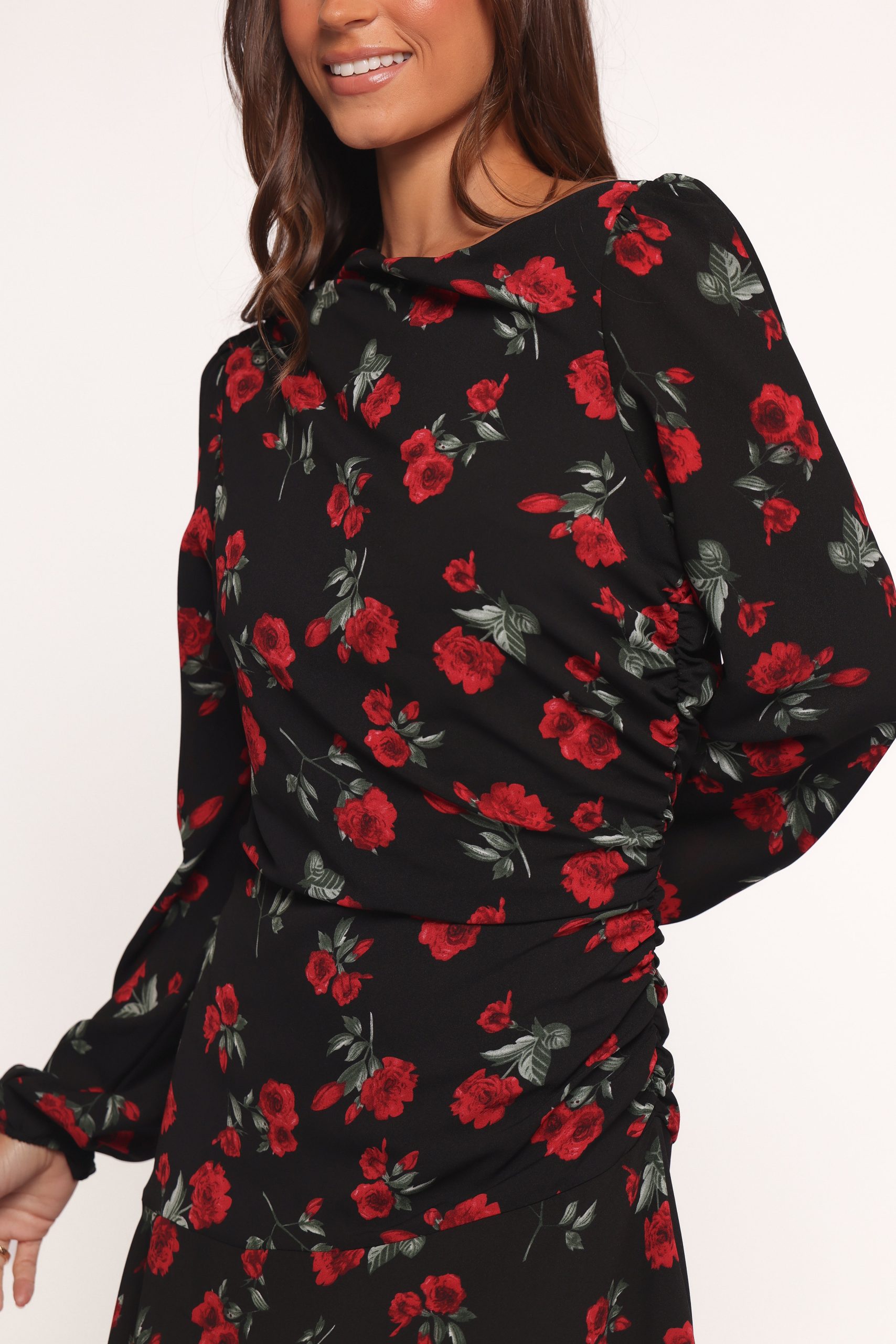 Mariska Long Sleeve Mini Dress - Rose Print - Image 2