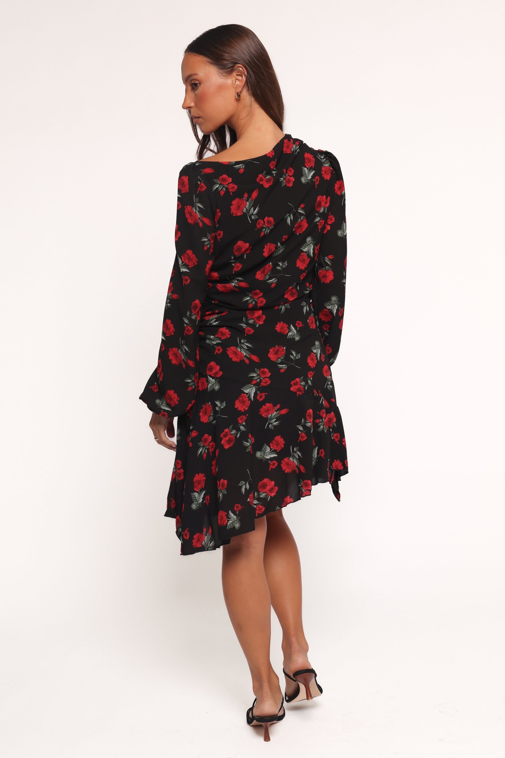 Mariska Long Sleeve Mini Dress - Rose Print - Image 4