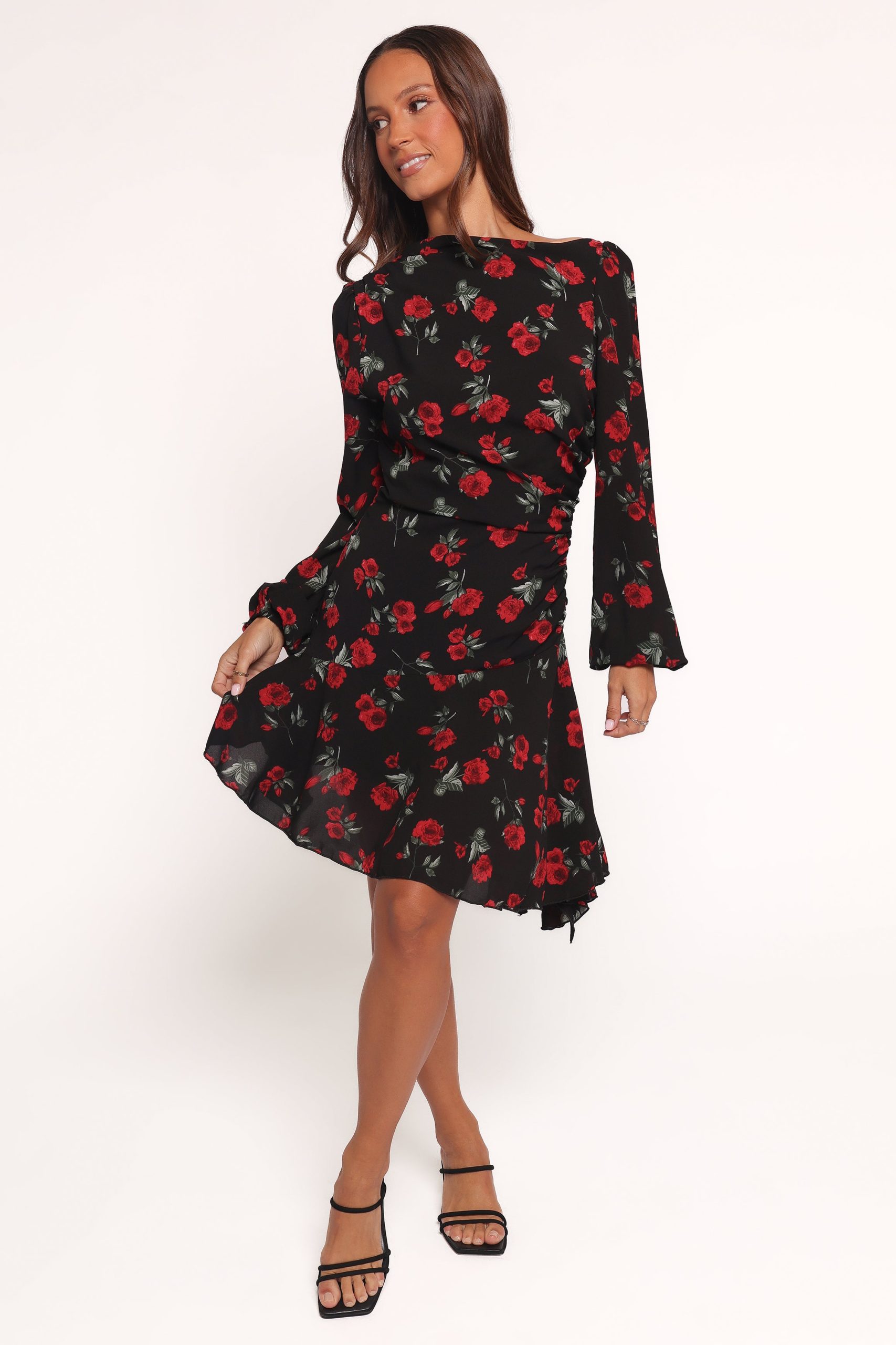 Mariska Long Sleeve Mini Dress - Rose Print - Image 5