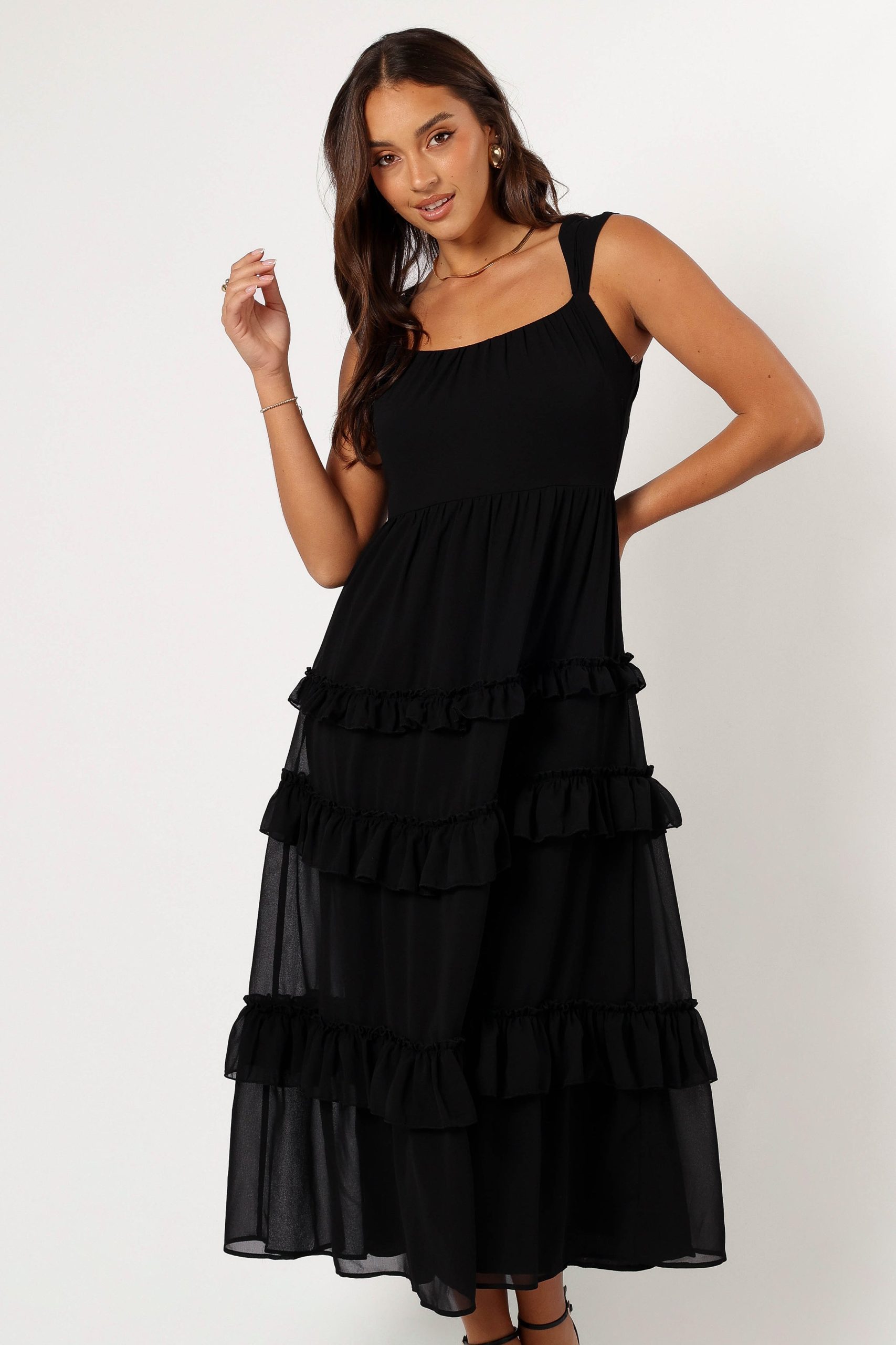 Marli Ruffle Midi Dress - Black - Image 2