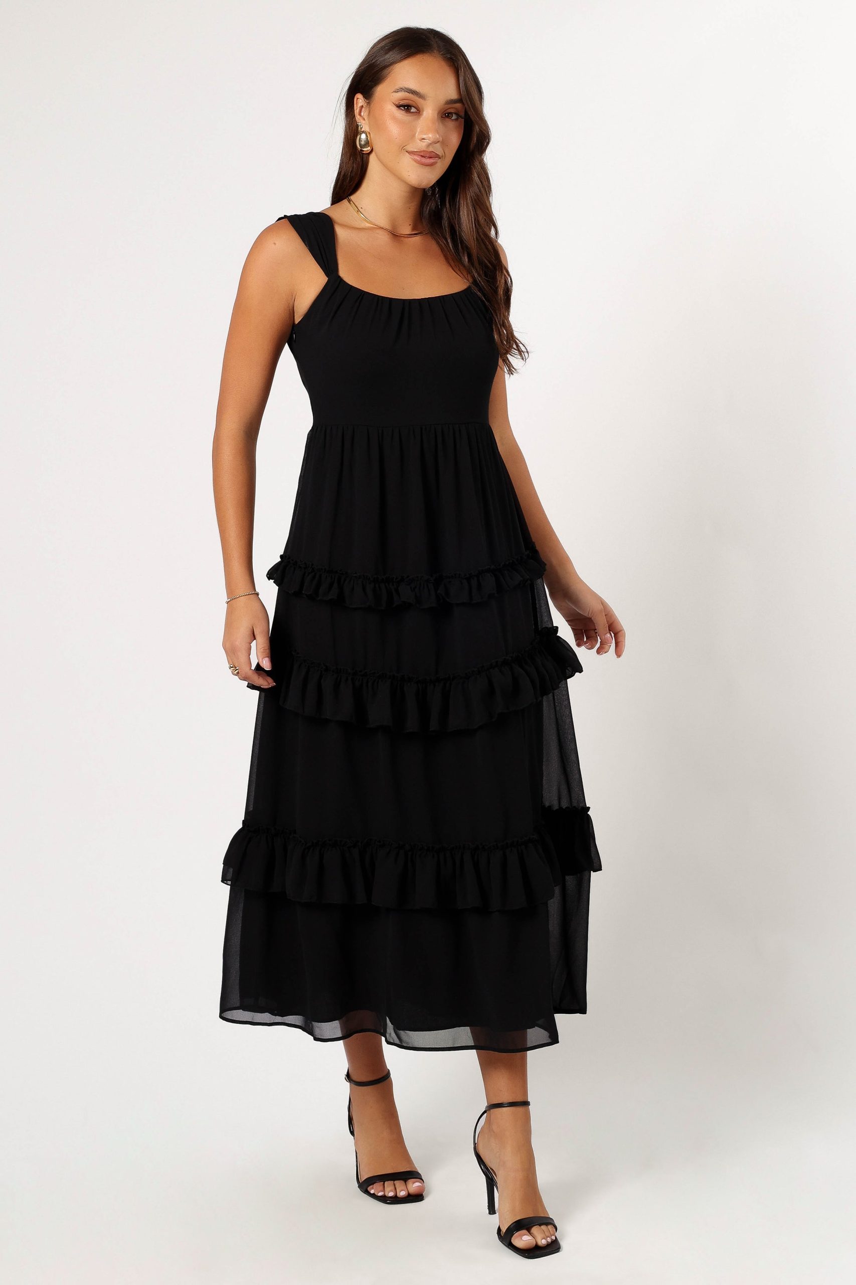 Marli Ruffle Midi Dress - Black - Image 4