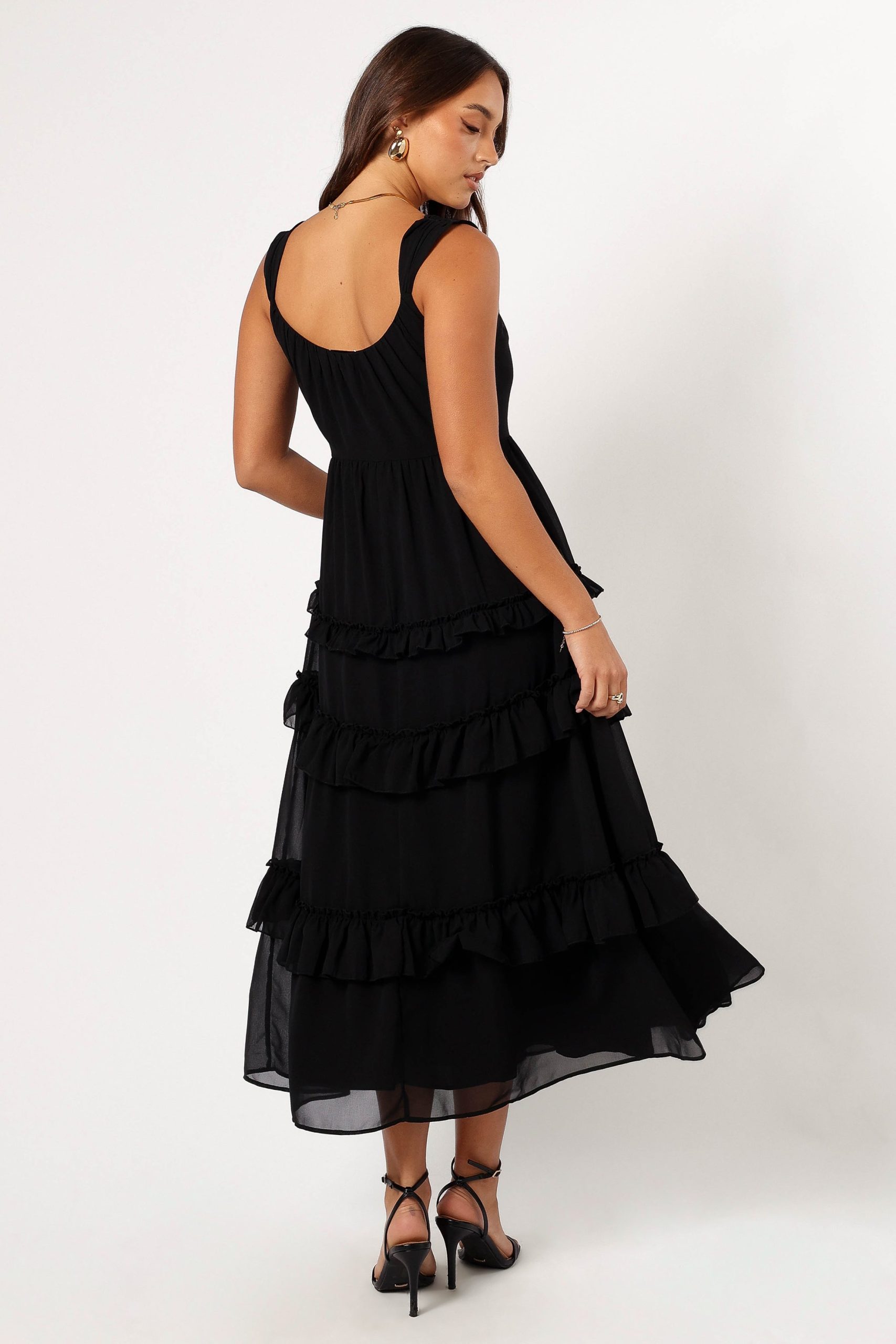 Marli Ruffle Midi Dress - Black - Image 5