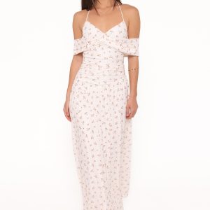 Mayven Maxi Dress - White Ditsy