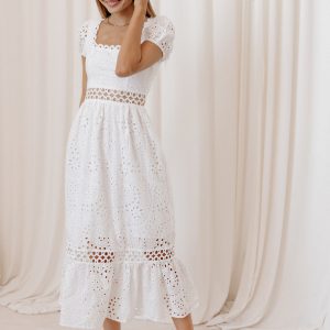 Melania Midi Dress - White