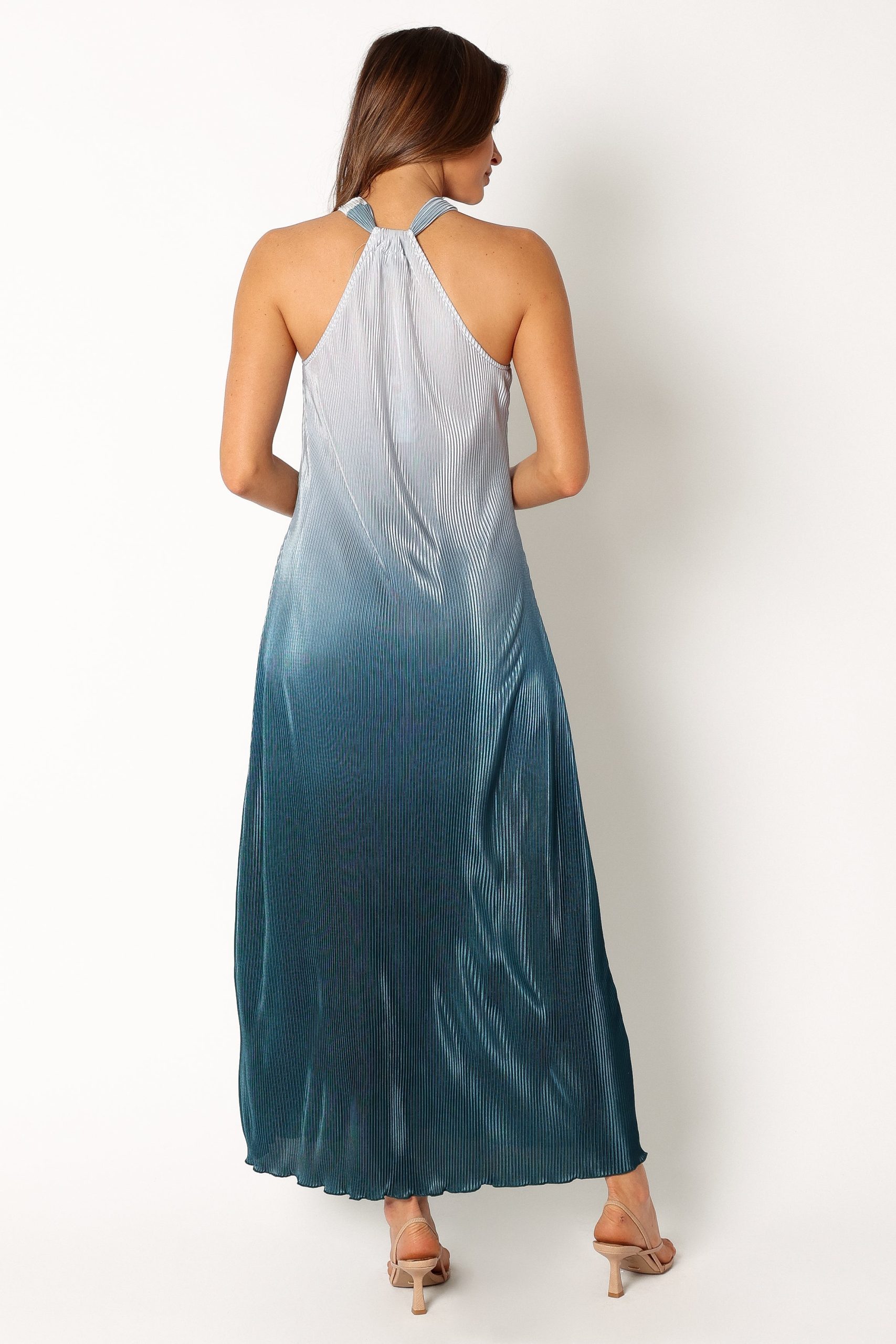 Melody Plisse Halter Maxi Dress - Navy Gradient - Image 3