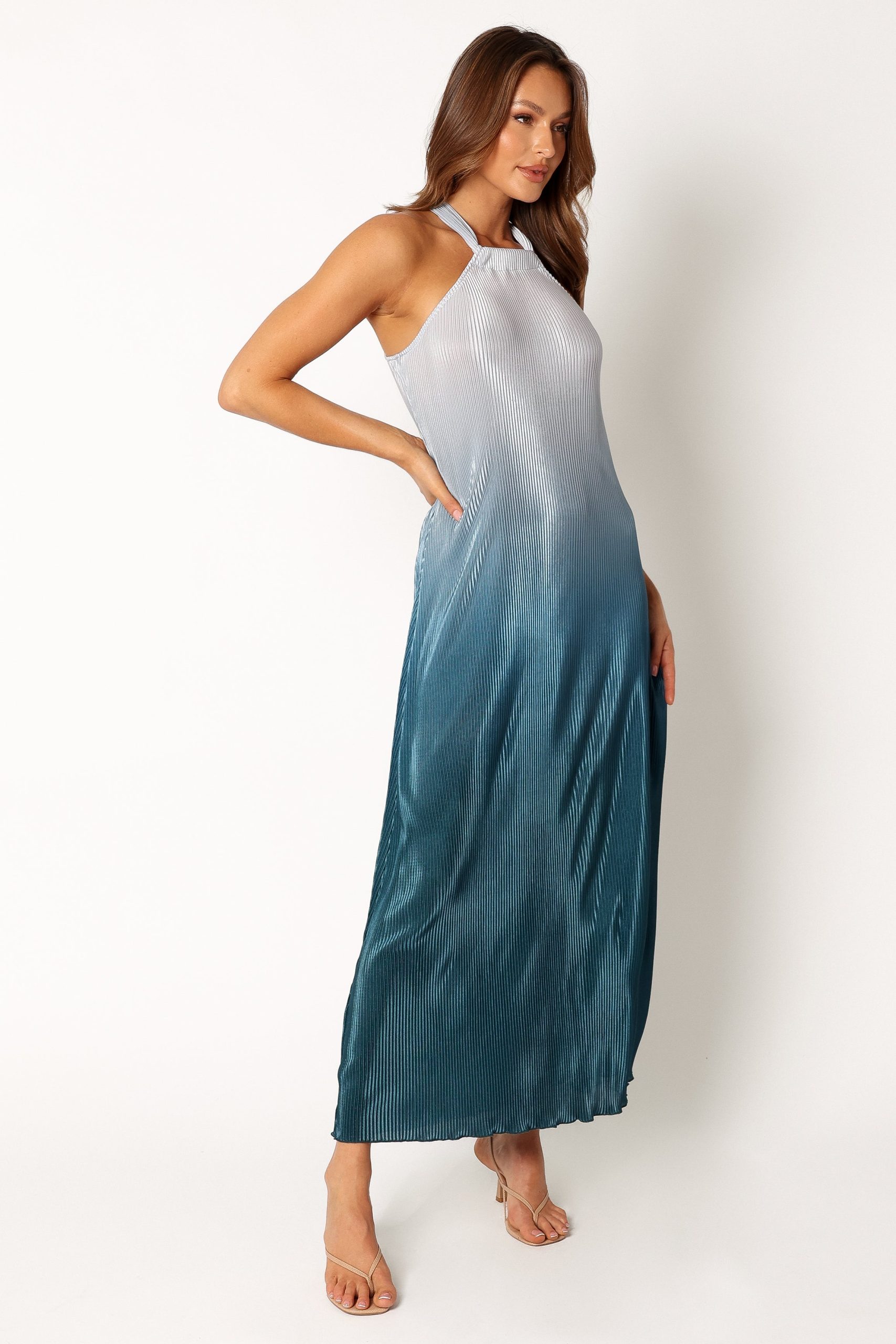 Melody Plisse Halter Maxi Dress - Navy Gradient - Image 6