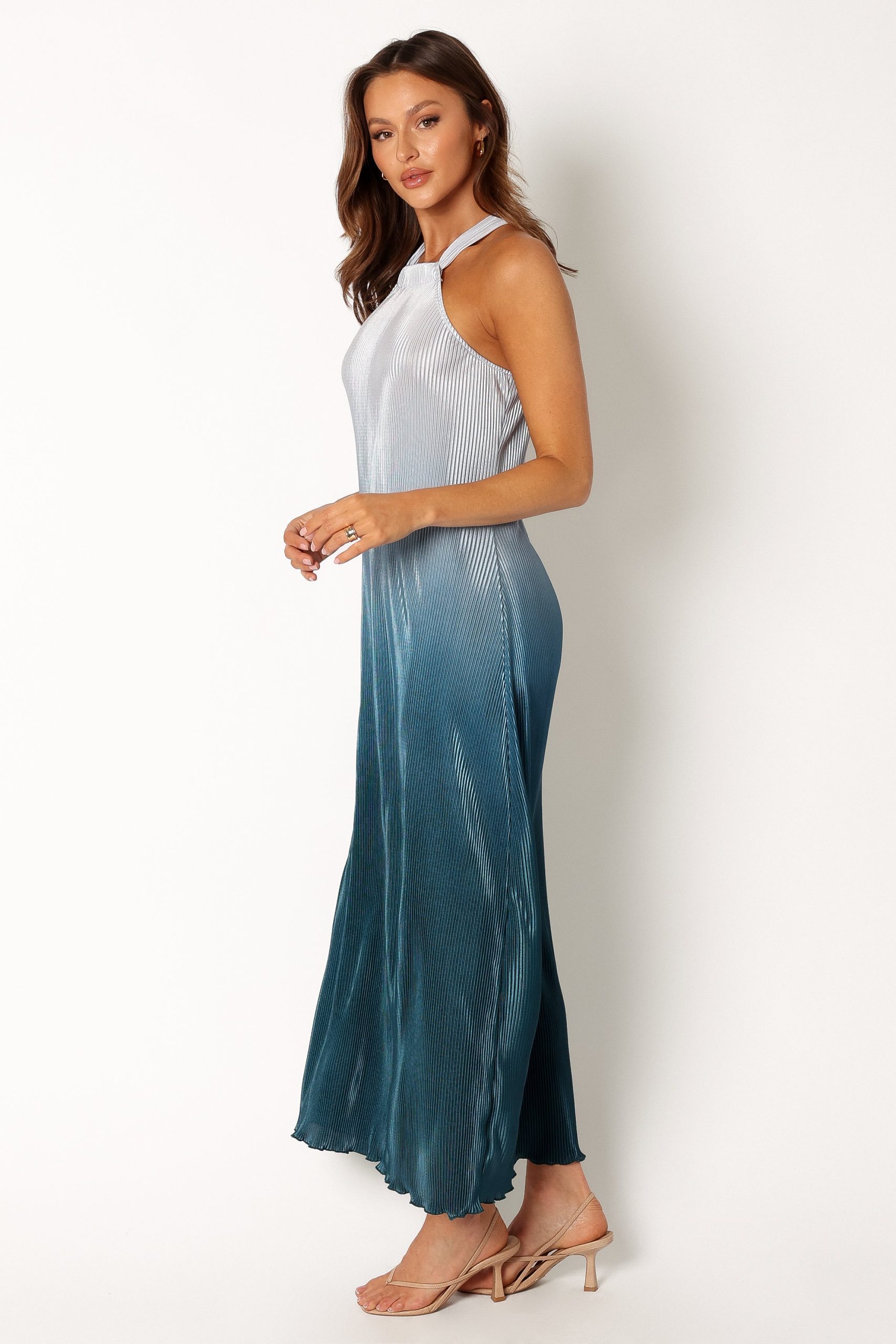 Melody Plisse Halter Maxi Dress - Navy Gradient - Image 5