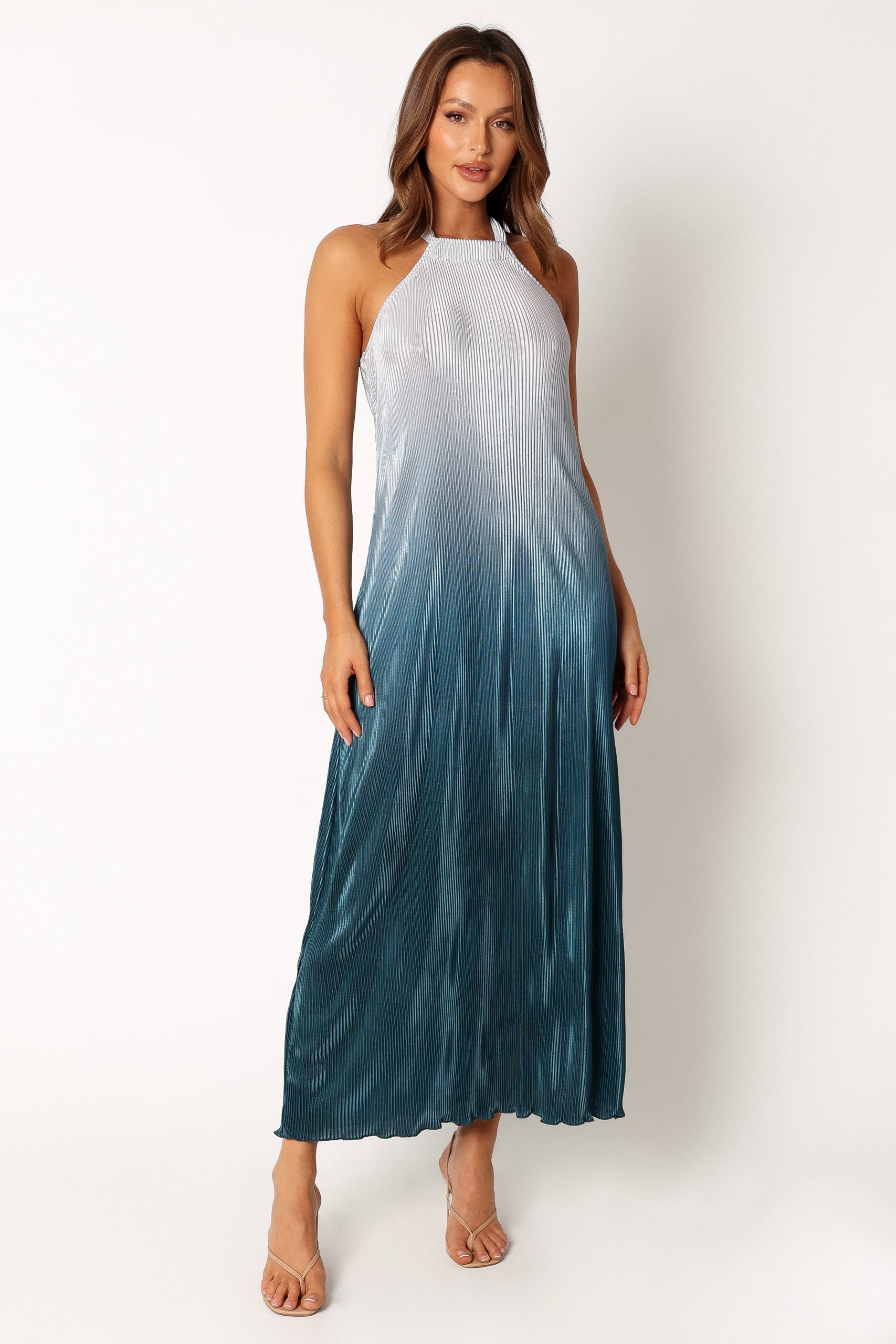 Melody Plisse Halter Maxi Dress - Navy Gradient - Image 11