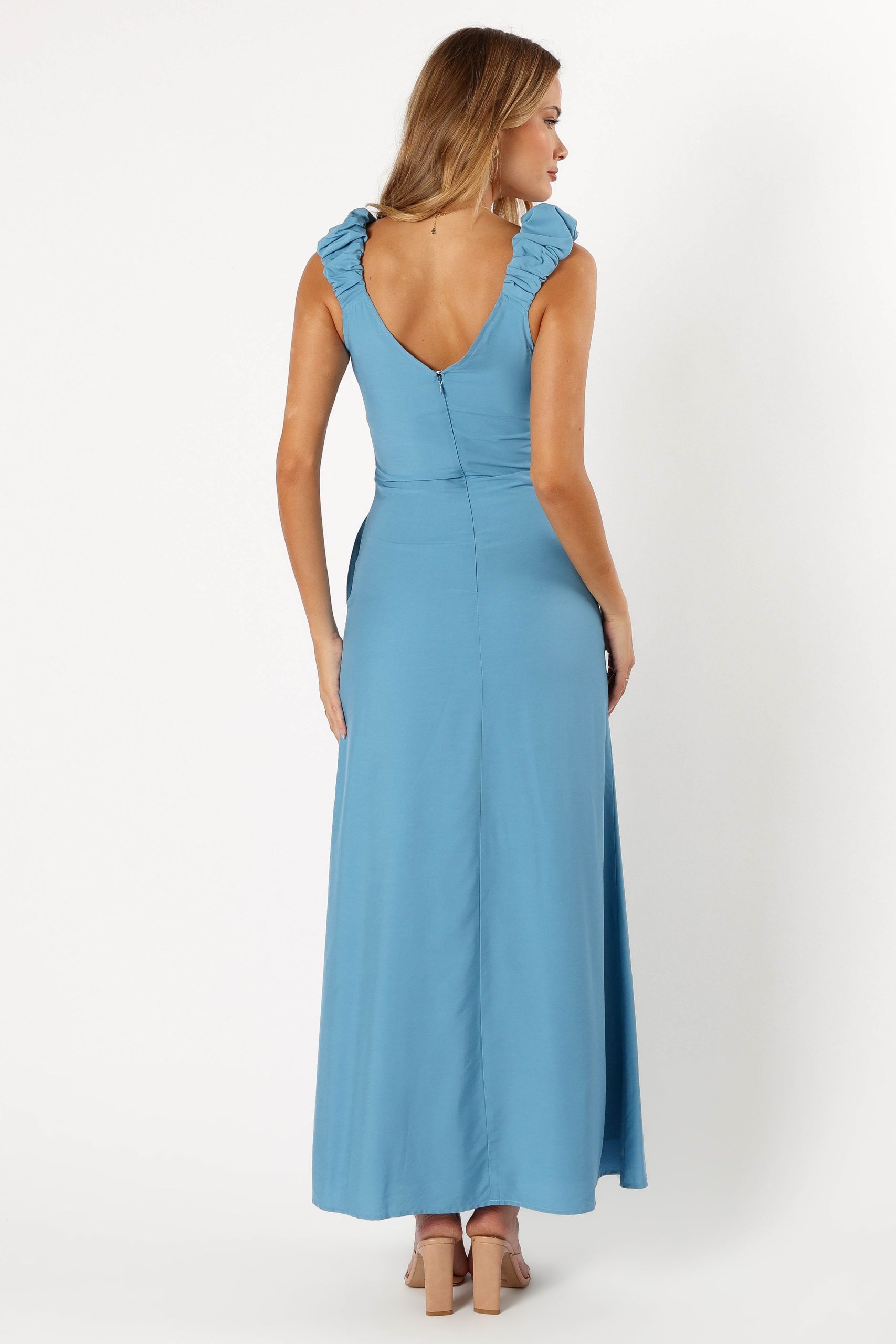 Michael Ruched Strap Maxi Dress - Blue - Image 11