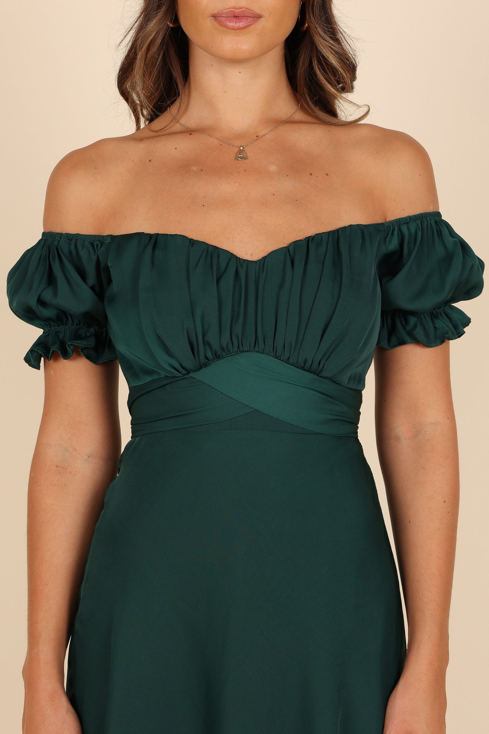 Mickenna Sweetheart Frill Midi Dress - Emerald - Image 2