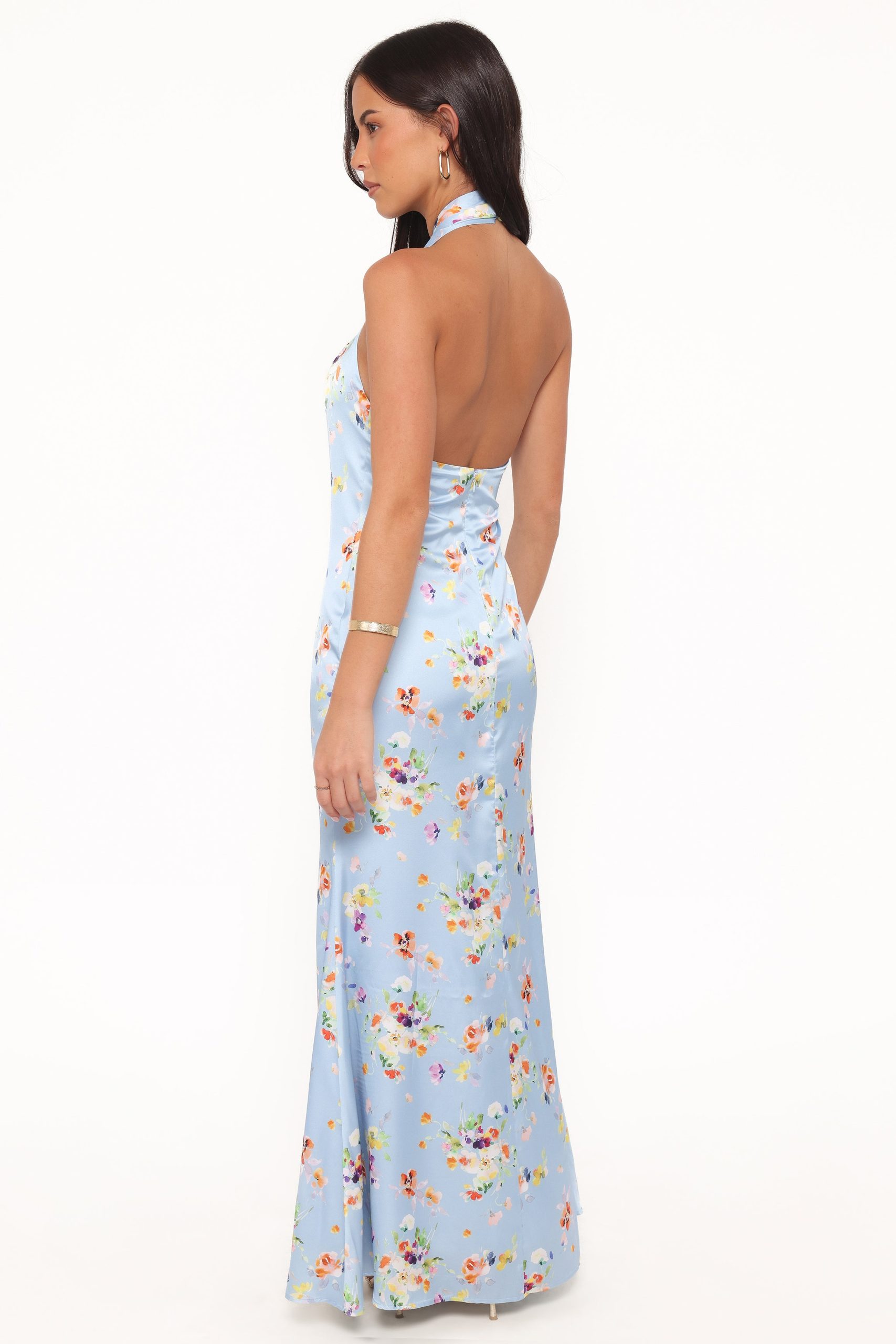 Mila Halterneck Maxi Dress - Cornflower Blue Floral - Image 5