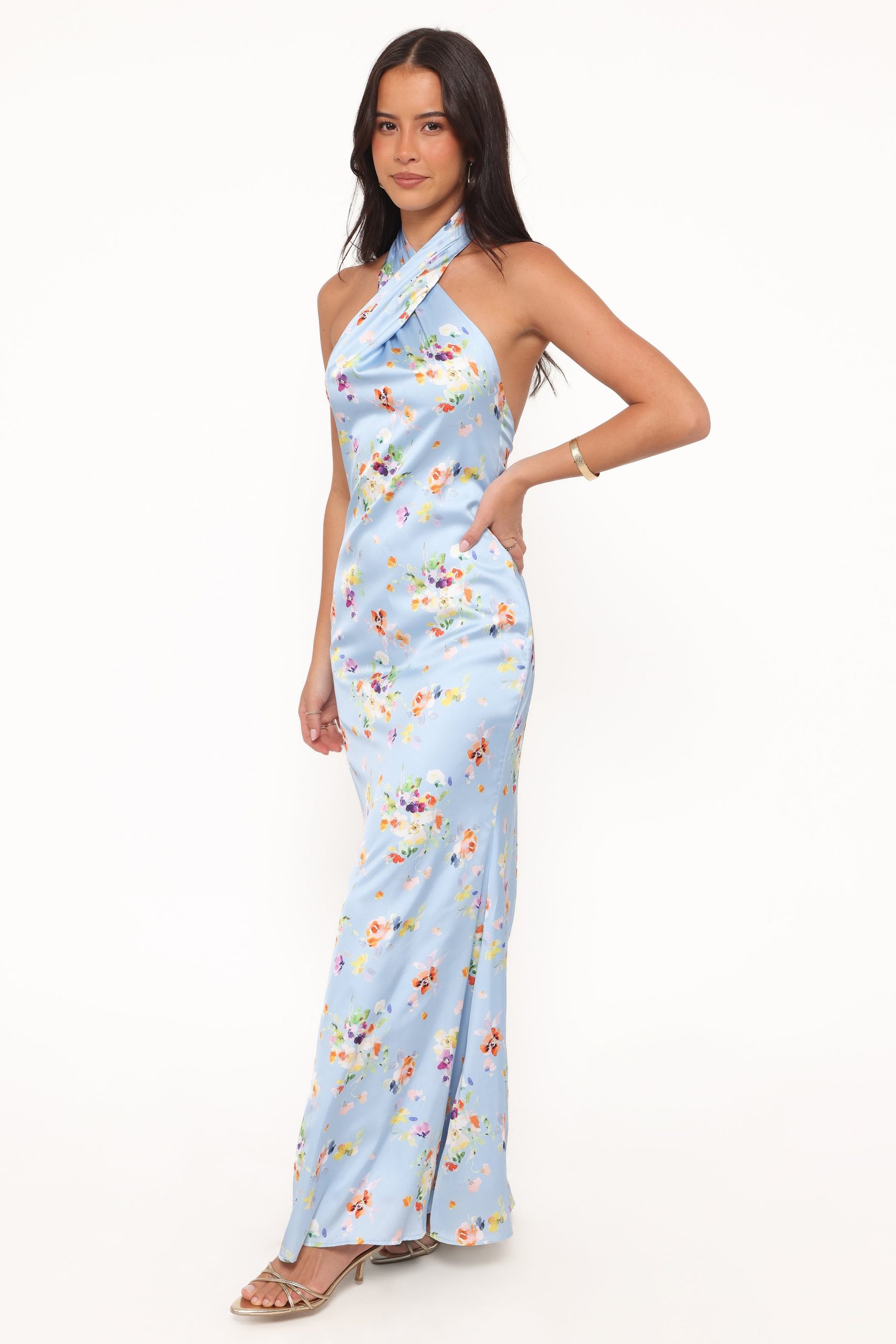 Mila Halterneck Maxi Dress - Cornflower Blue Floral - Image 4