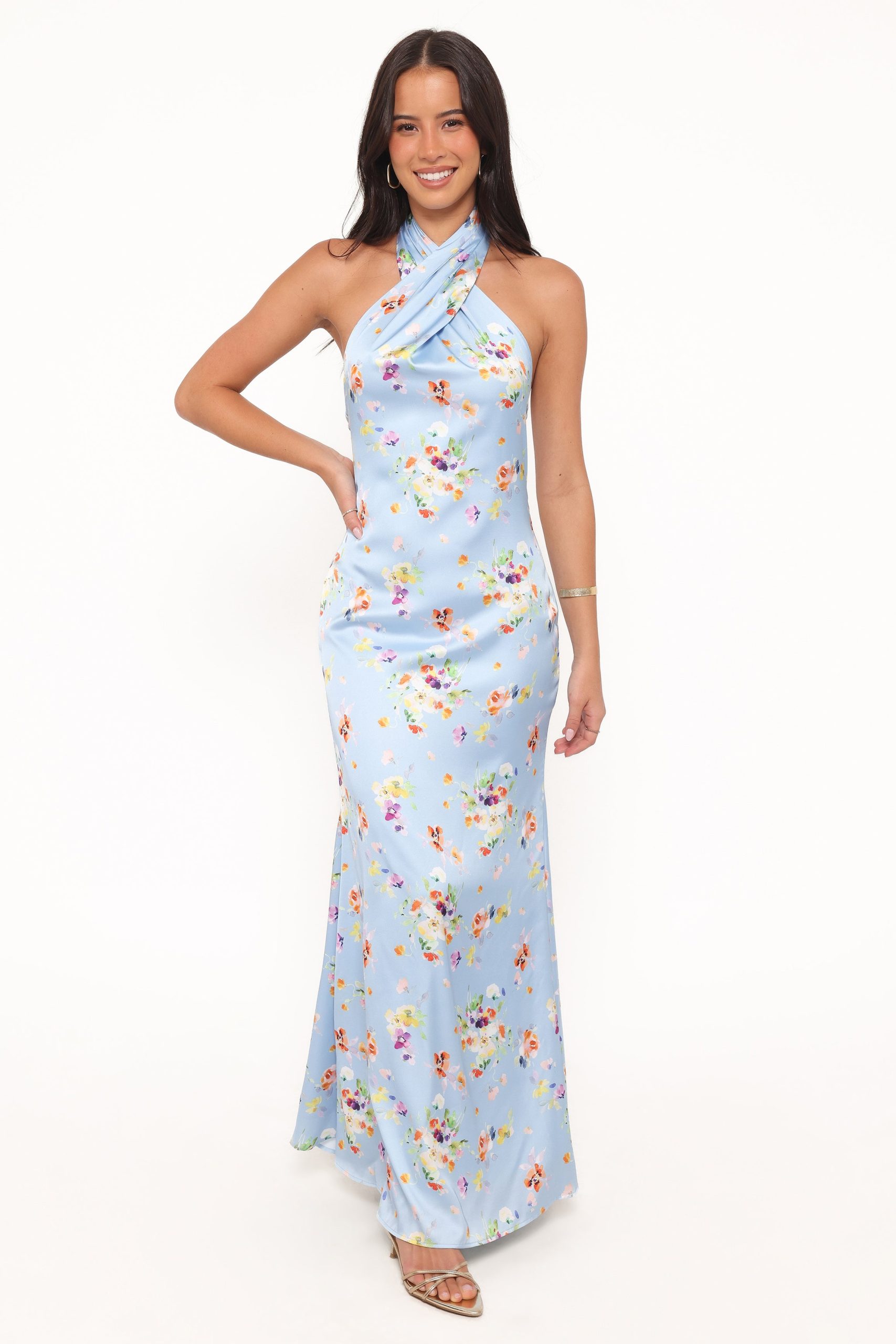 Mila Halterneck Maxi Dress - Cornflower Blue Floral - Image 6