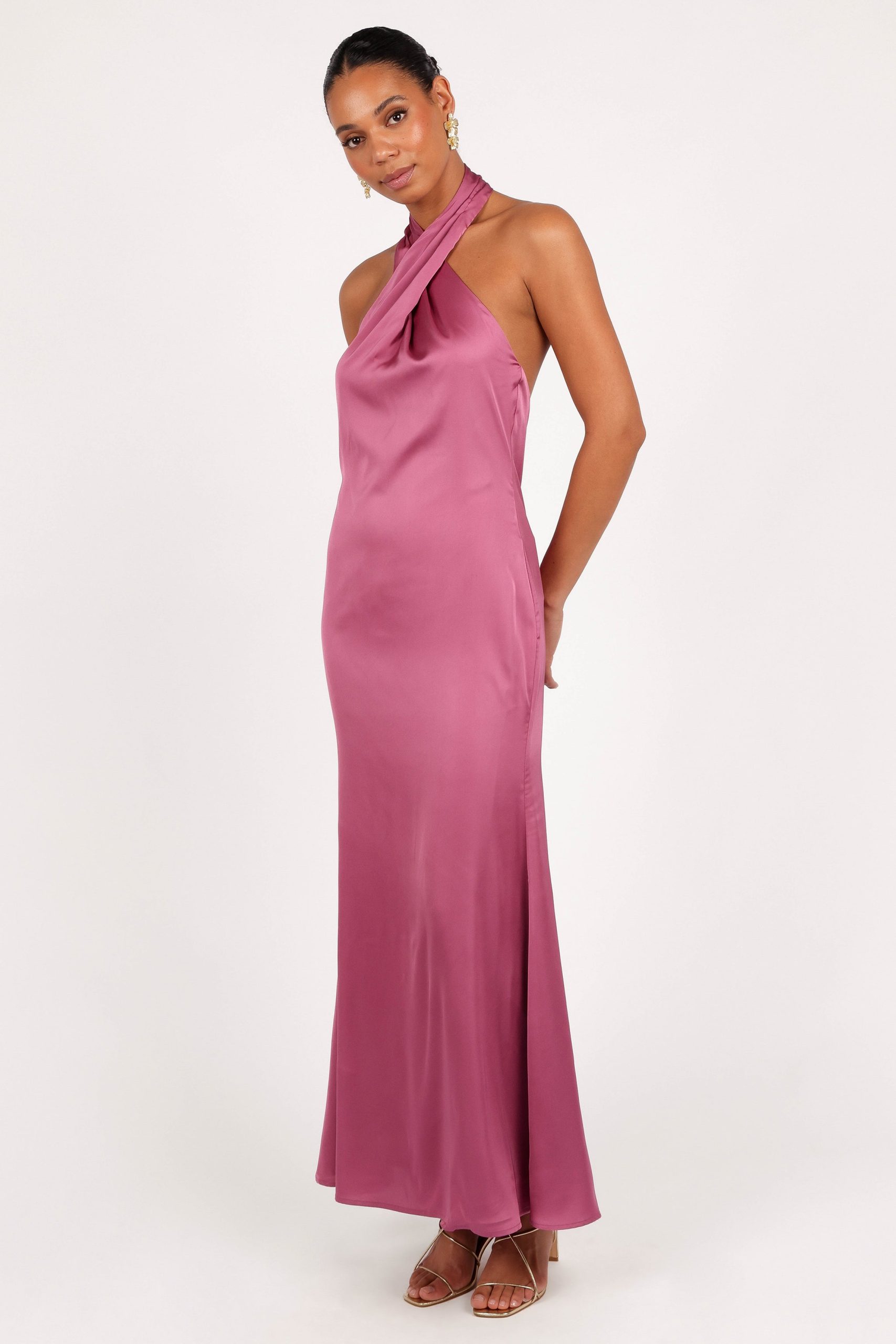 Mila Halterneck Maxi Dress - Dark Rose - Image 5