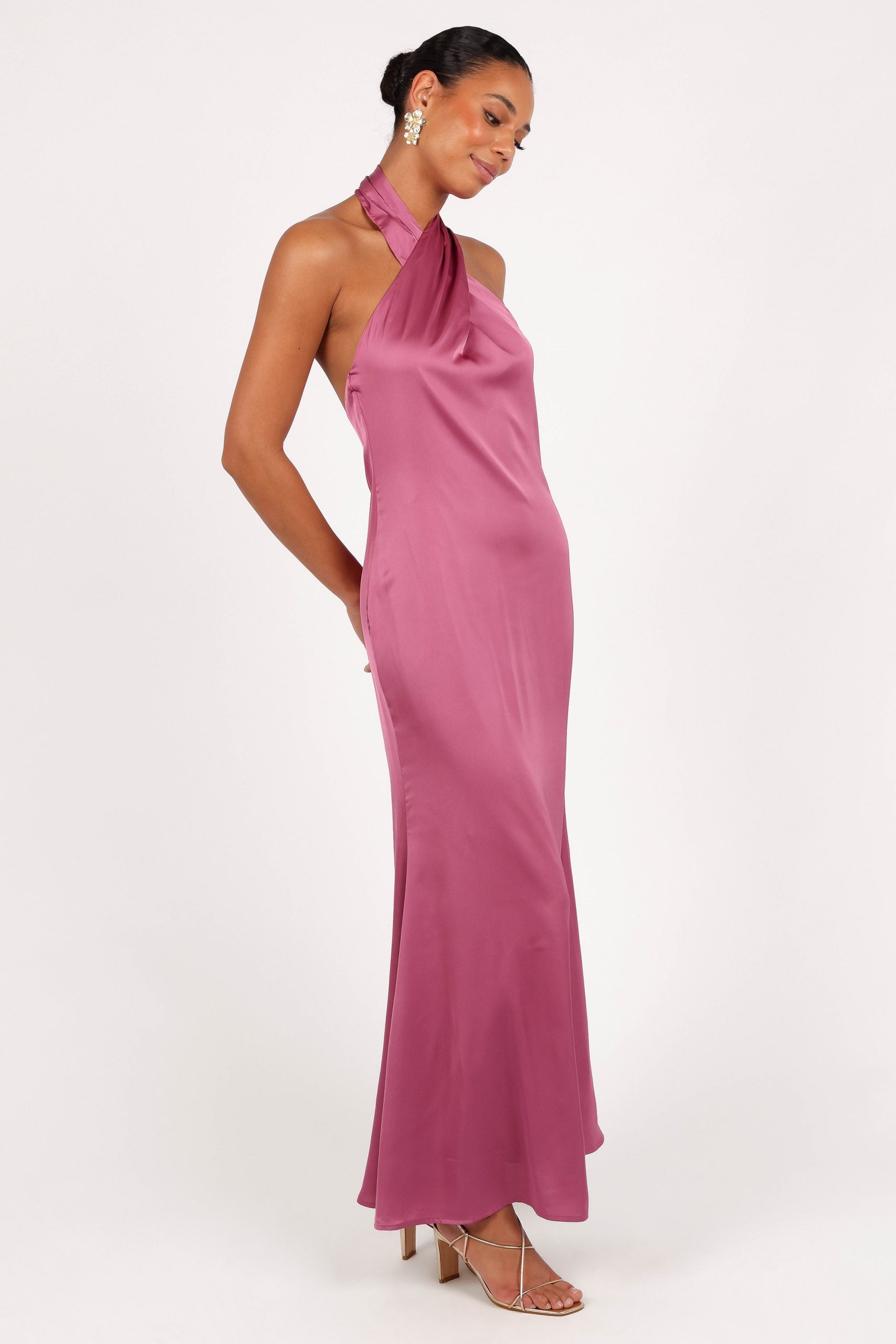 Mila Halterneck Maxi Dress - Dark Rose - Image 6
