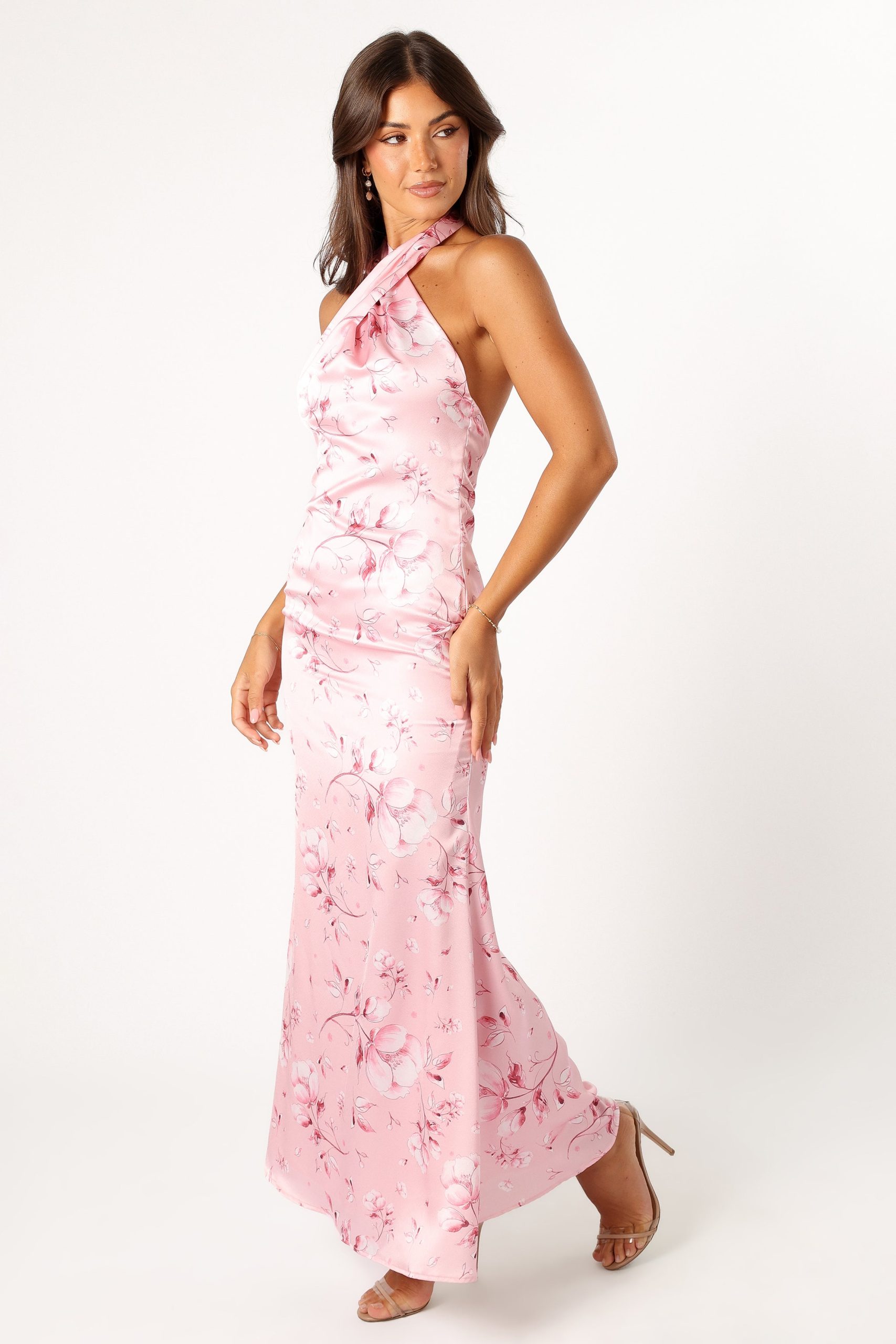 Mila Halterneck Maxi Dress - Pink Floral - Image 3