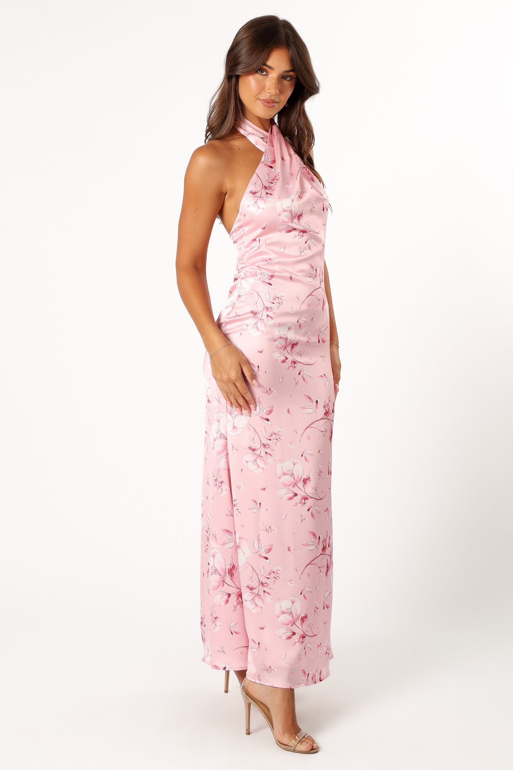 Mila Halterneck Maxi Dress - Pink Floral - Image 5