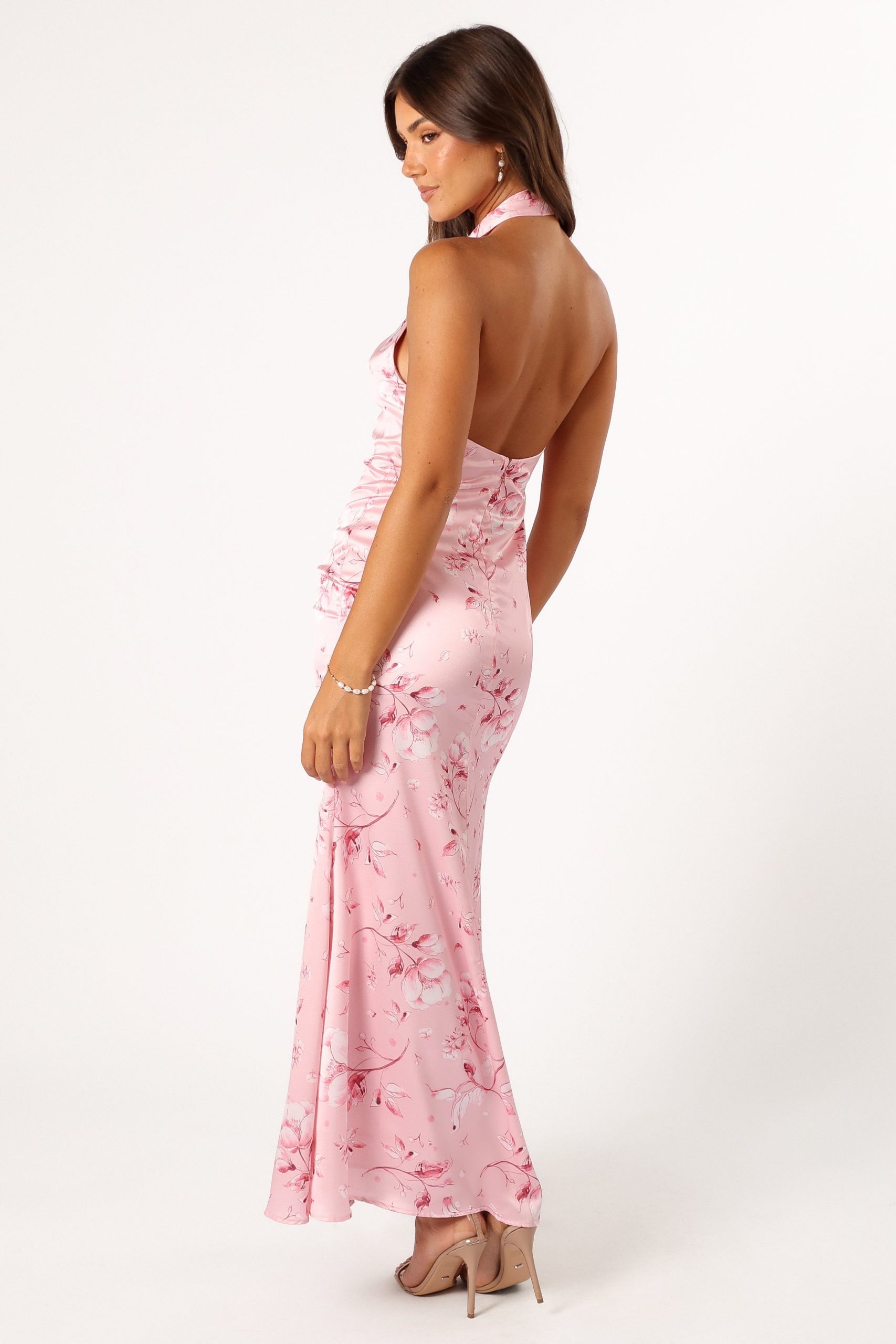 Mila Halterneck Maxi Dress - Pink Floral - Image 7