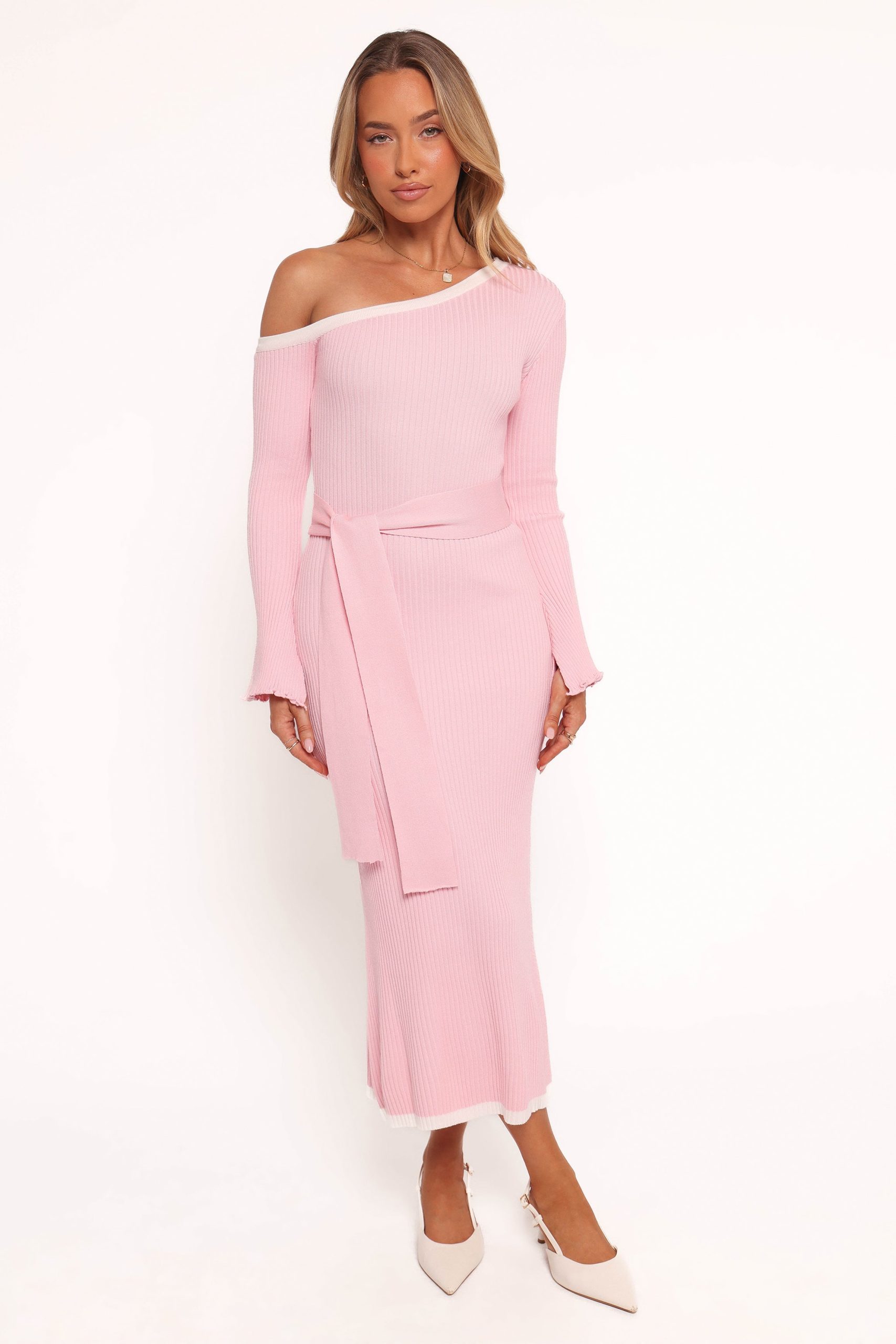 Milan Off Shoulder Midi Dress - Pink - Image 5