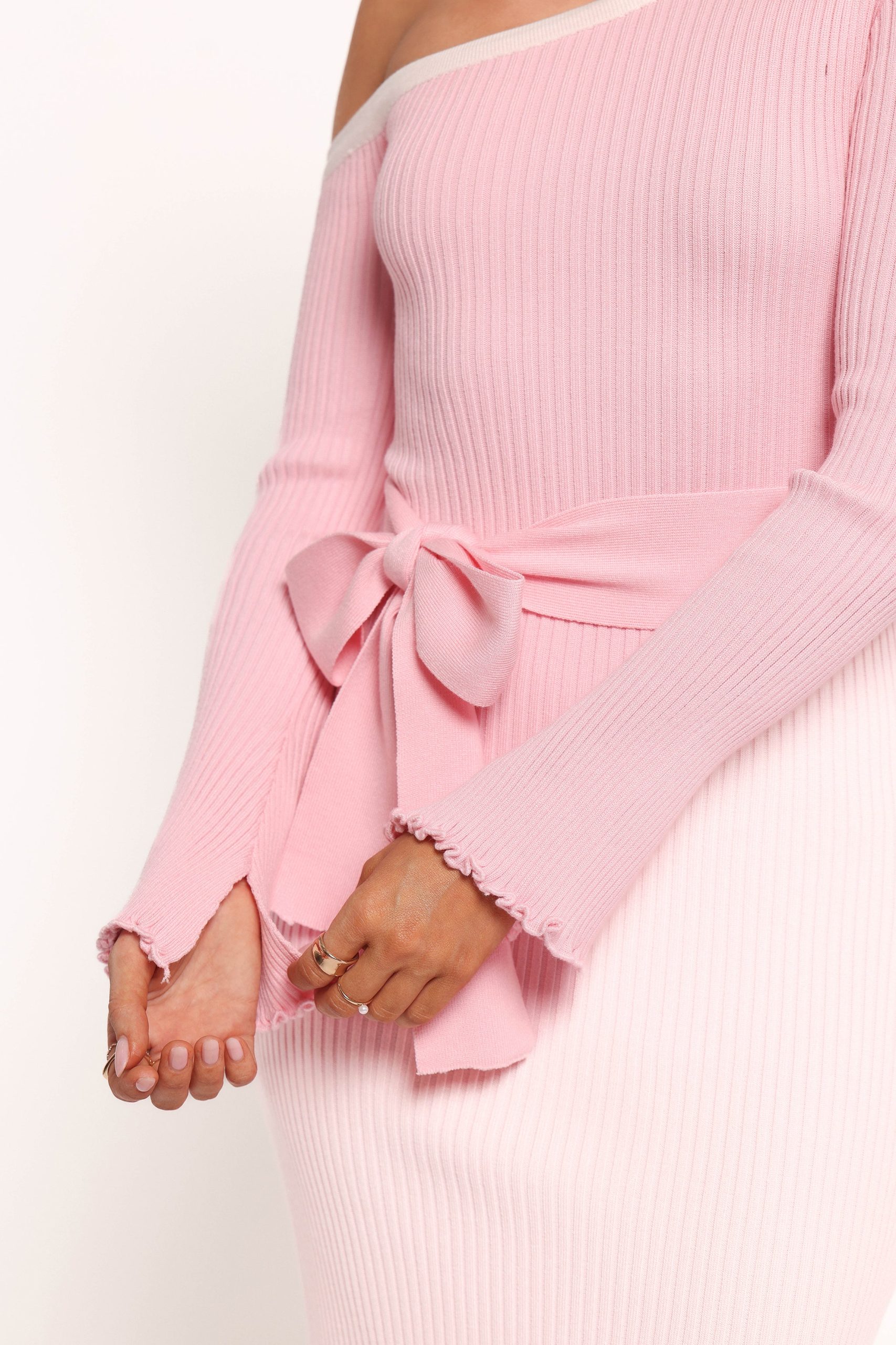 Milan Off Shoulder Midi Dress - Pink - Image 2