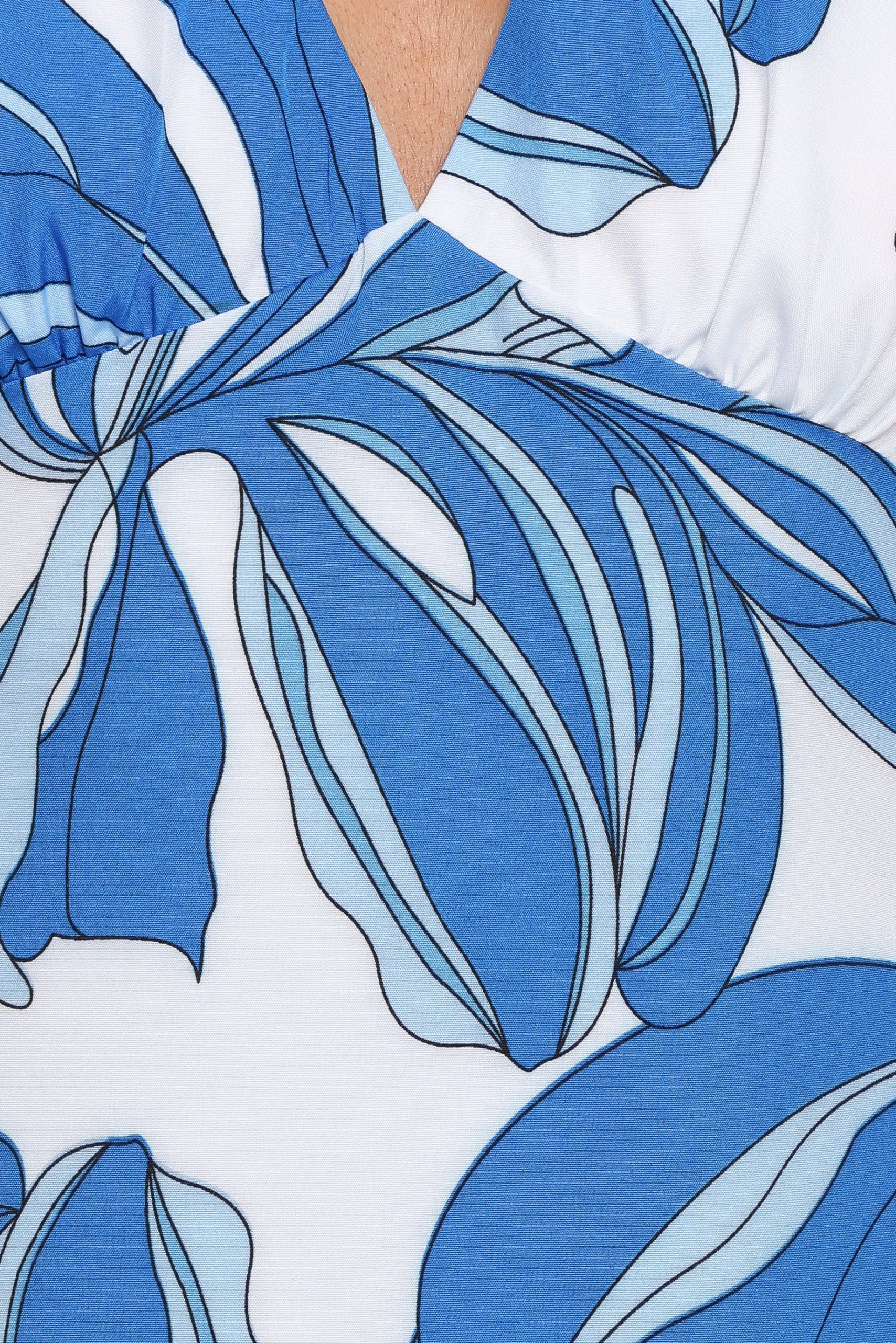 Minyama Halterneck Mini Dress - Blue Palm - Image 6