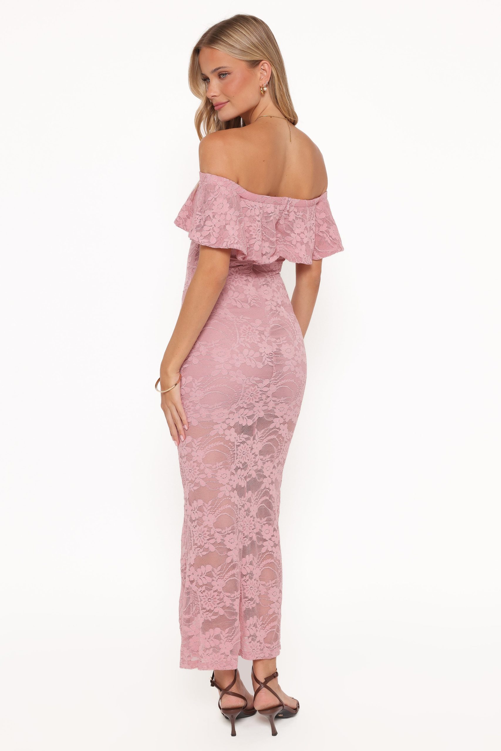 Mirelle Off Shoulder Lace Maxi Dress - Pink - Image 4
