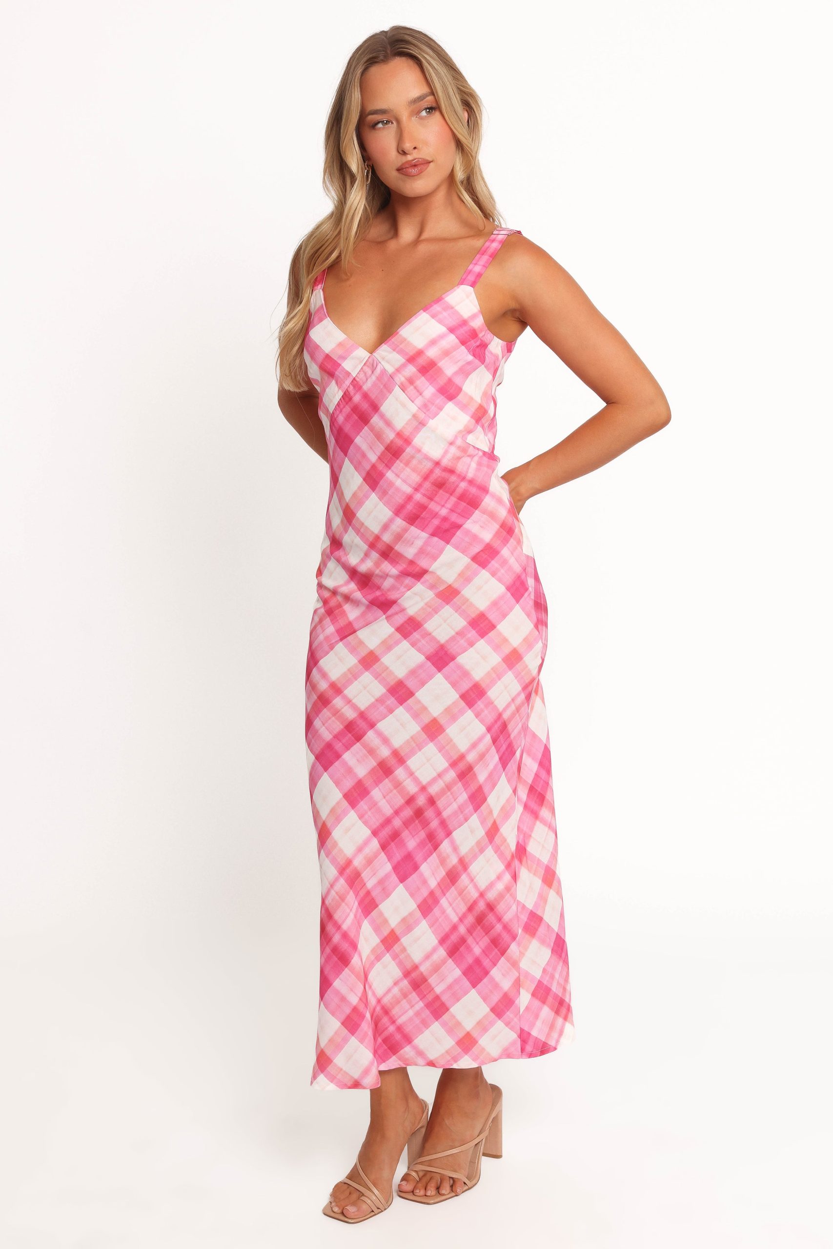 Morghan Midi Dress - Pink Check - Image 3