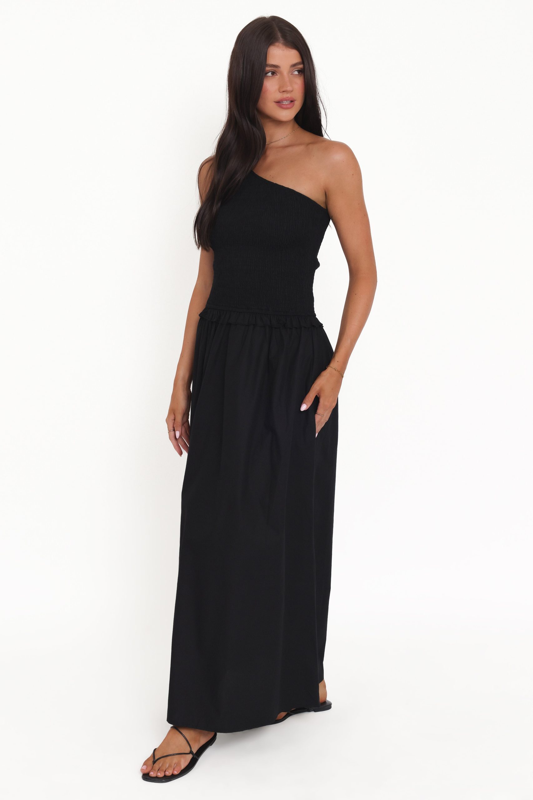Myla One Shoulder Maxi Dress - Black - Image 3