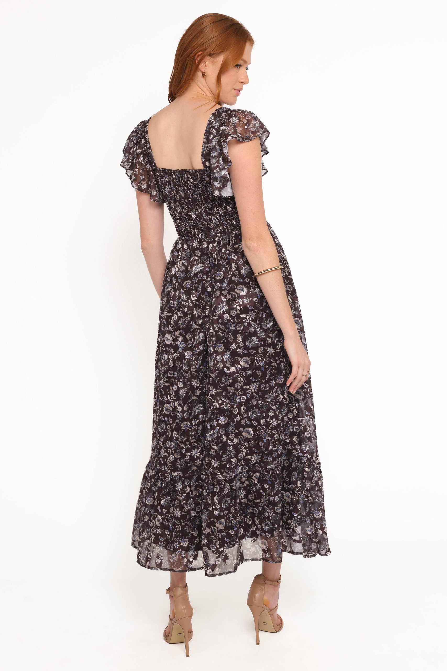Myles Maxi Dress - Brown/Blue Floral - Image 3