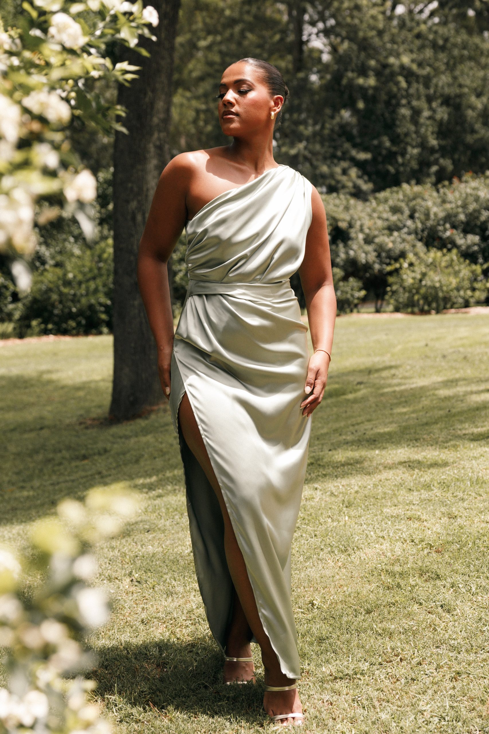 Nadia One Shoulder Maxi Dress - Sage - Image 2