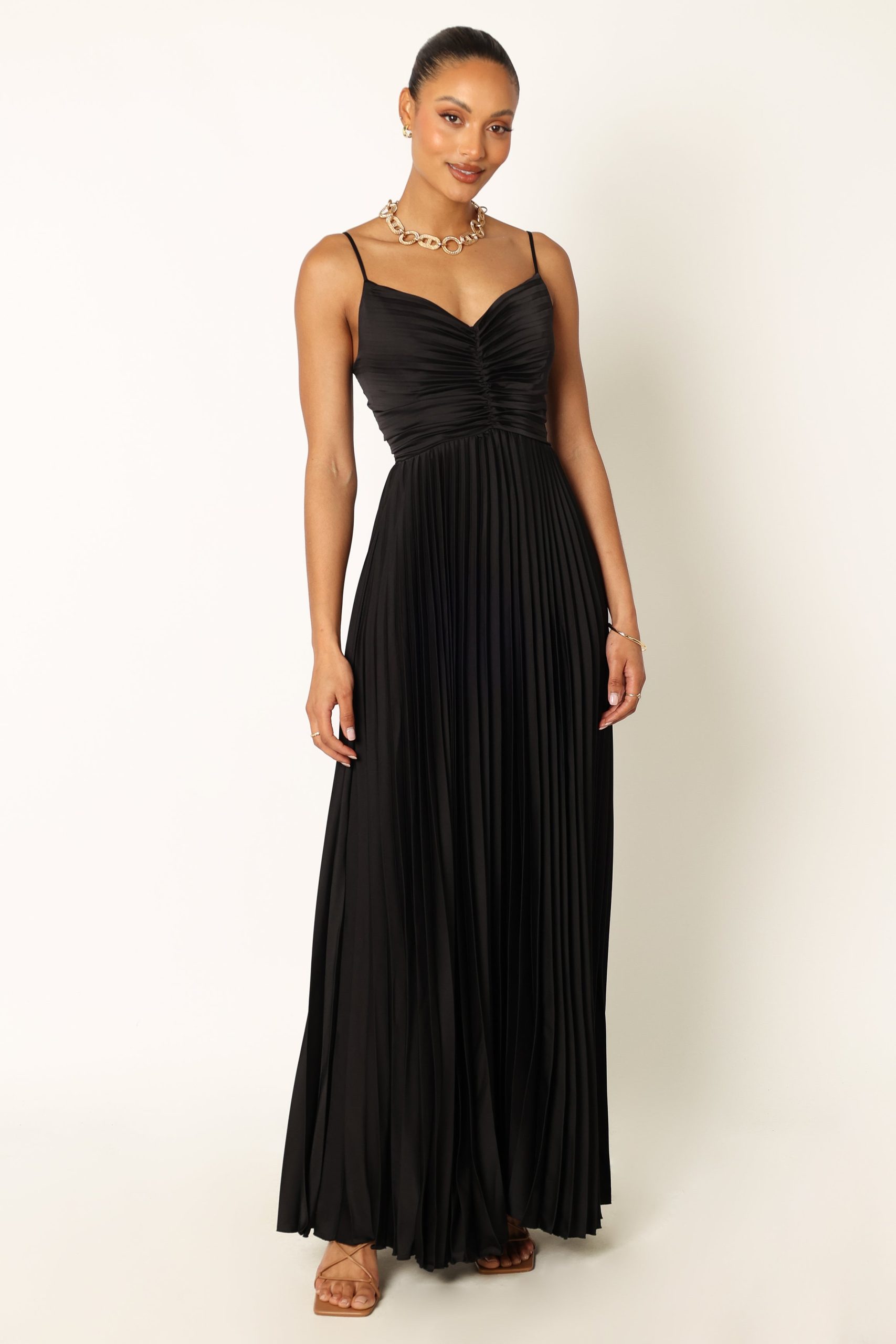 Naira Pleated Maxi Dress - Black - Image 6