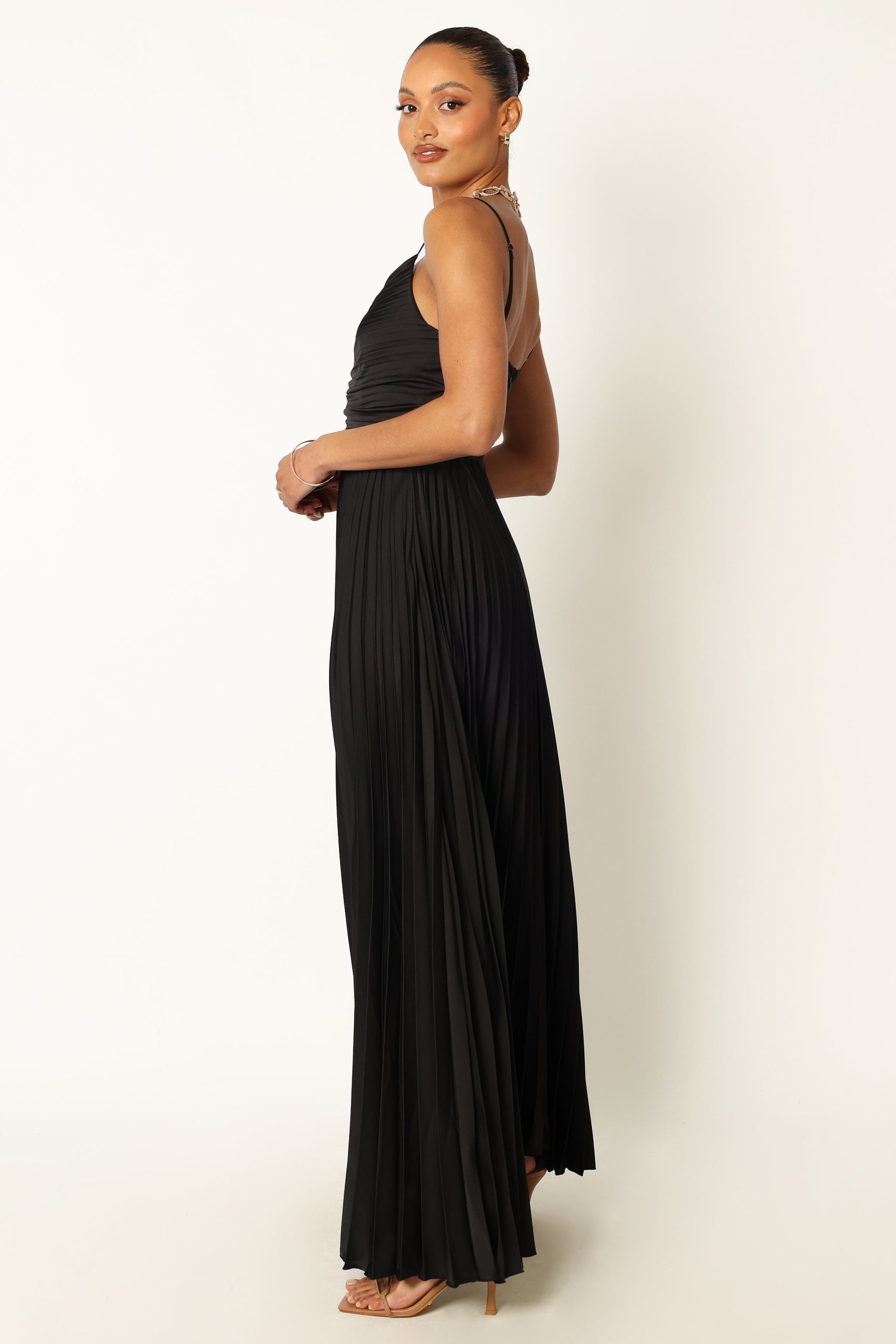 Naira Pleated Maxi Dress - Black - Image 7