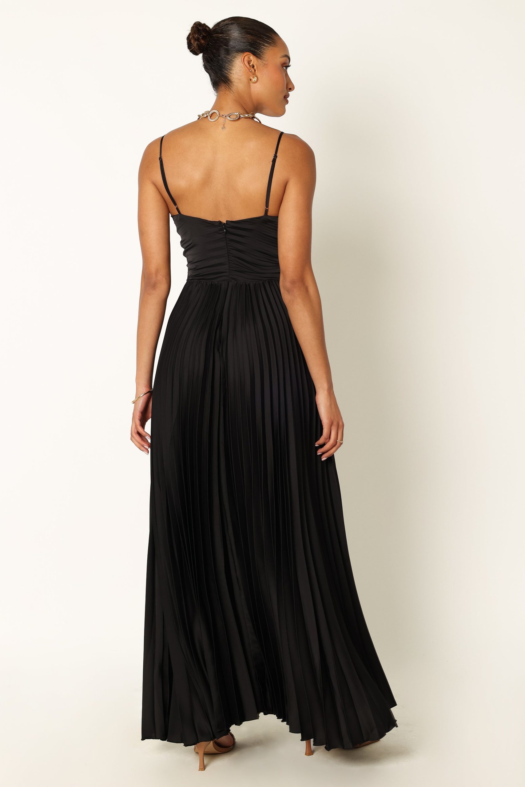 Naira Pleated Maxi Dress - Black - Image 8